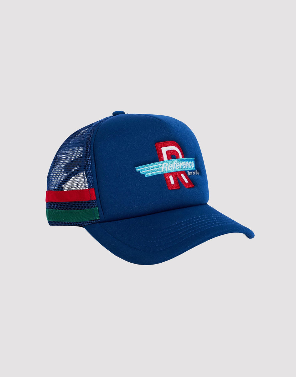 REFERENCE CO . Born to Win Racing Stripe Trucker Blue Snapback – DTLR