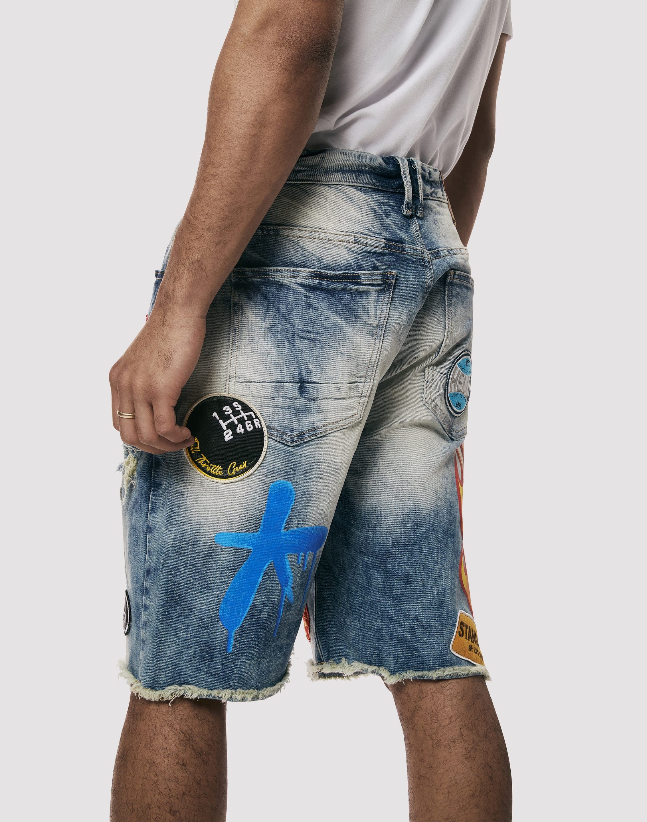 Grindhouse Embossed Patch Denim Shorts – DTLR1
