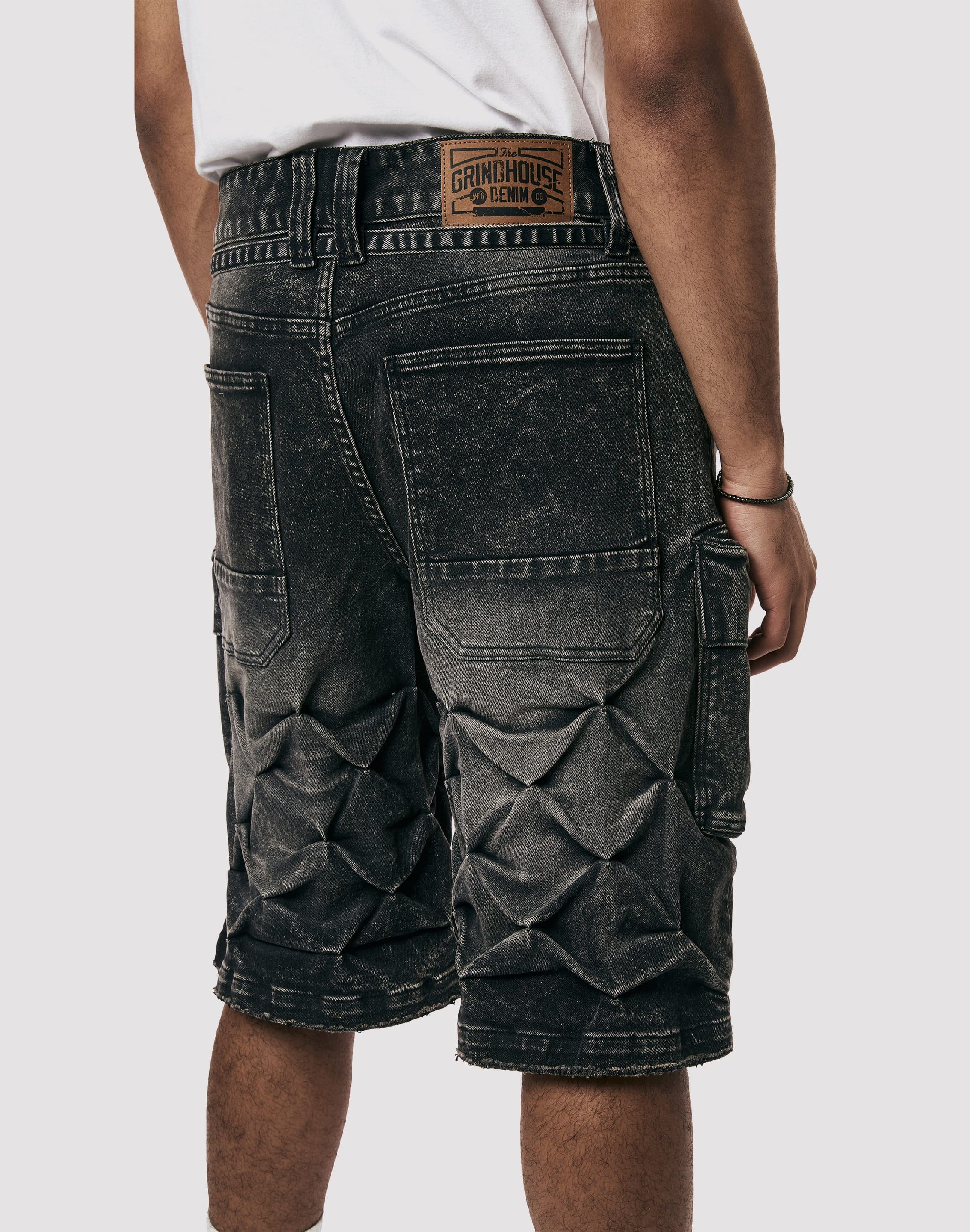 Photo of Grindhouse Diamond Pinch Cargo Denim Shorts