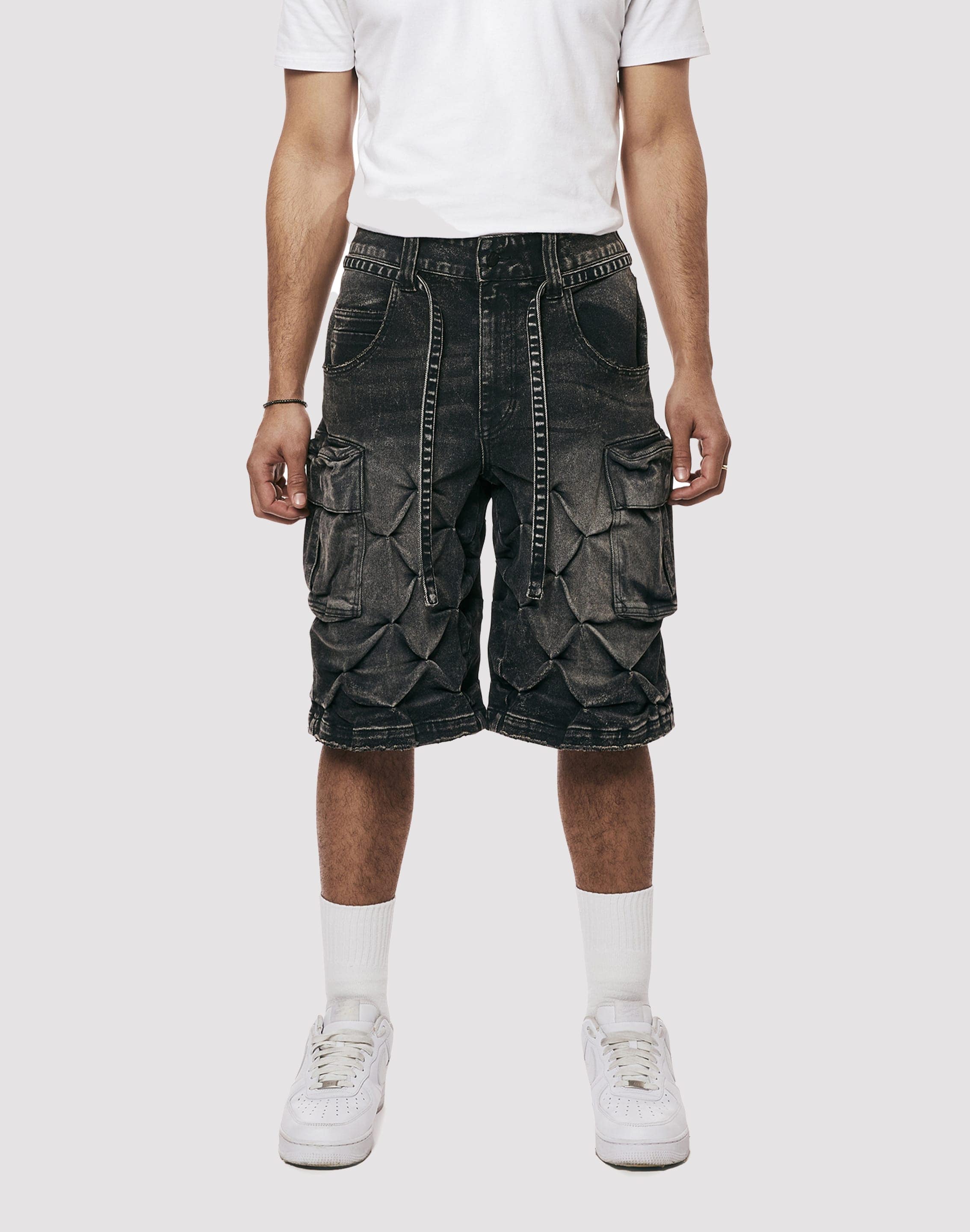 Photo of Grindhouse Diamond Pinch Cargo Denim Shorts