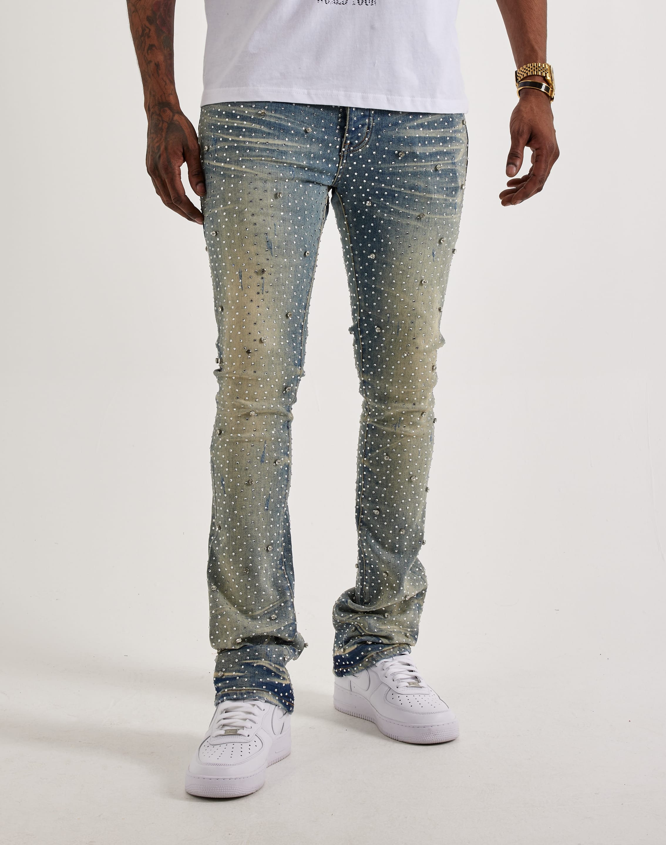 Photo of GFTD LA Jazz Stacked Rhinestone Denim Jeans