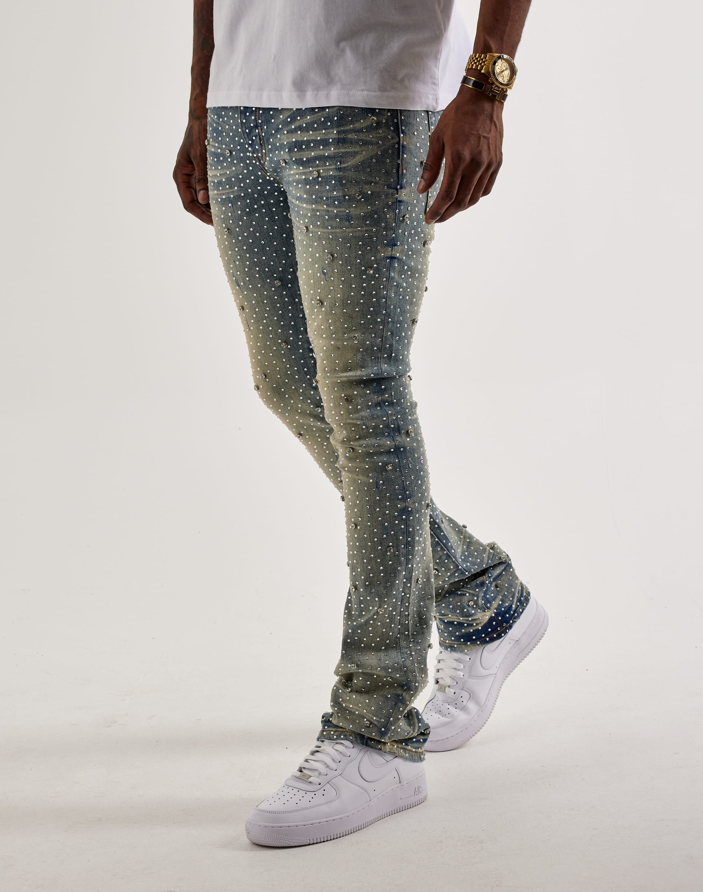 Photo of GFTD LA Jazz Stacked Rhinestone Denim Jeans