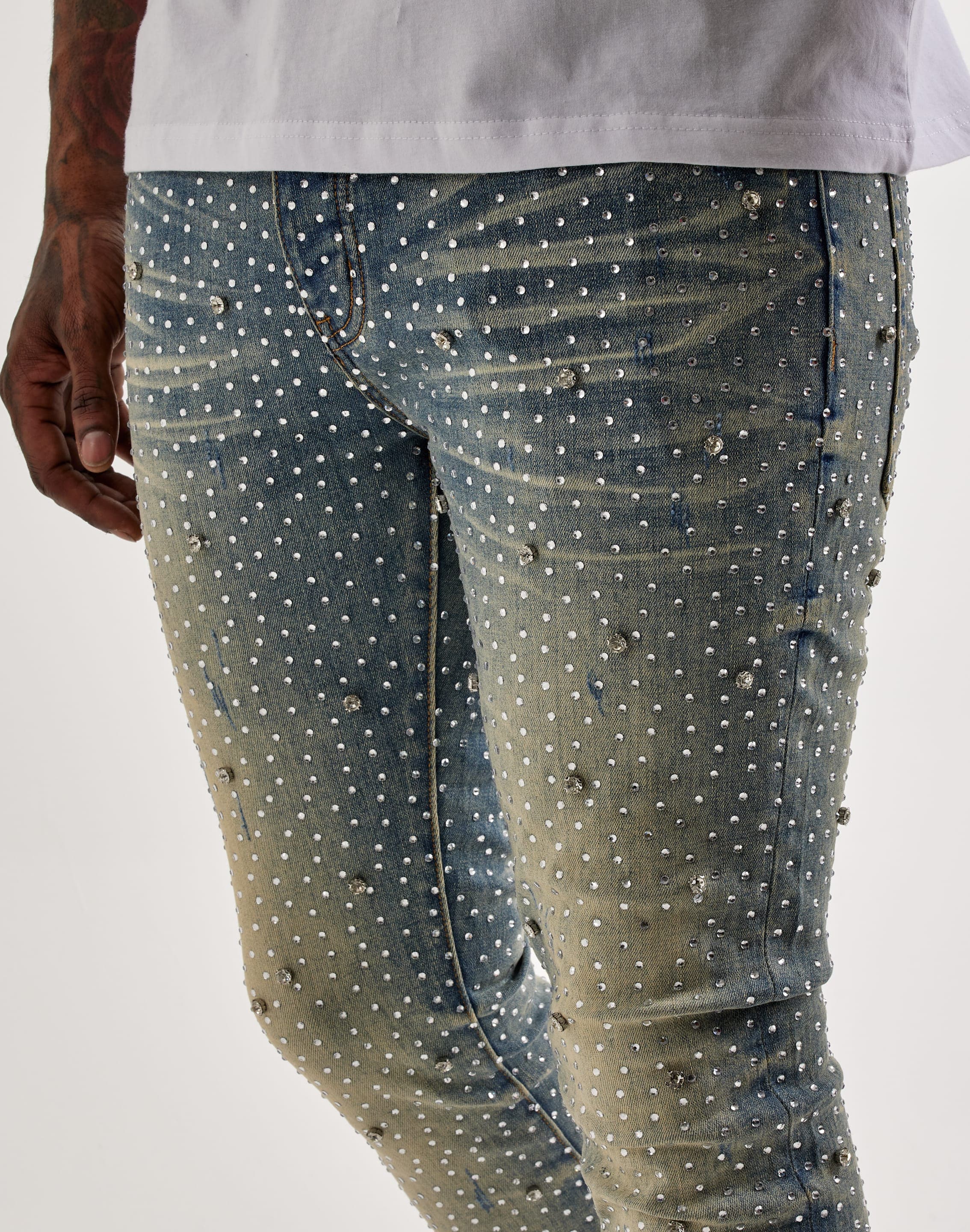 Photo of GFTD LA Jazz Stacked Rhinestone Denim Jeans