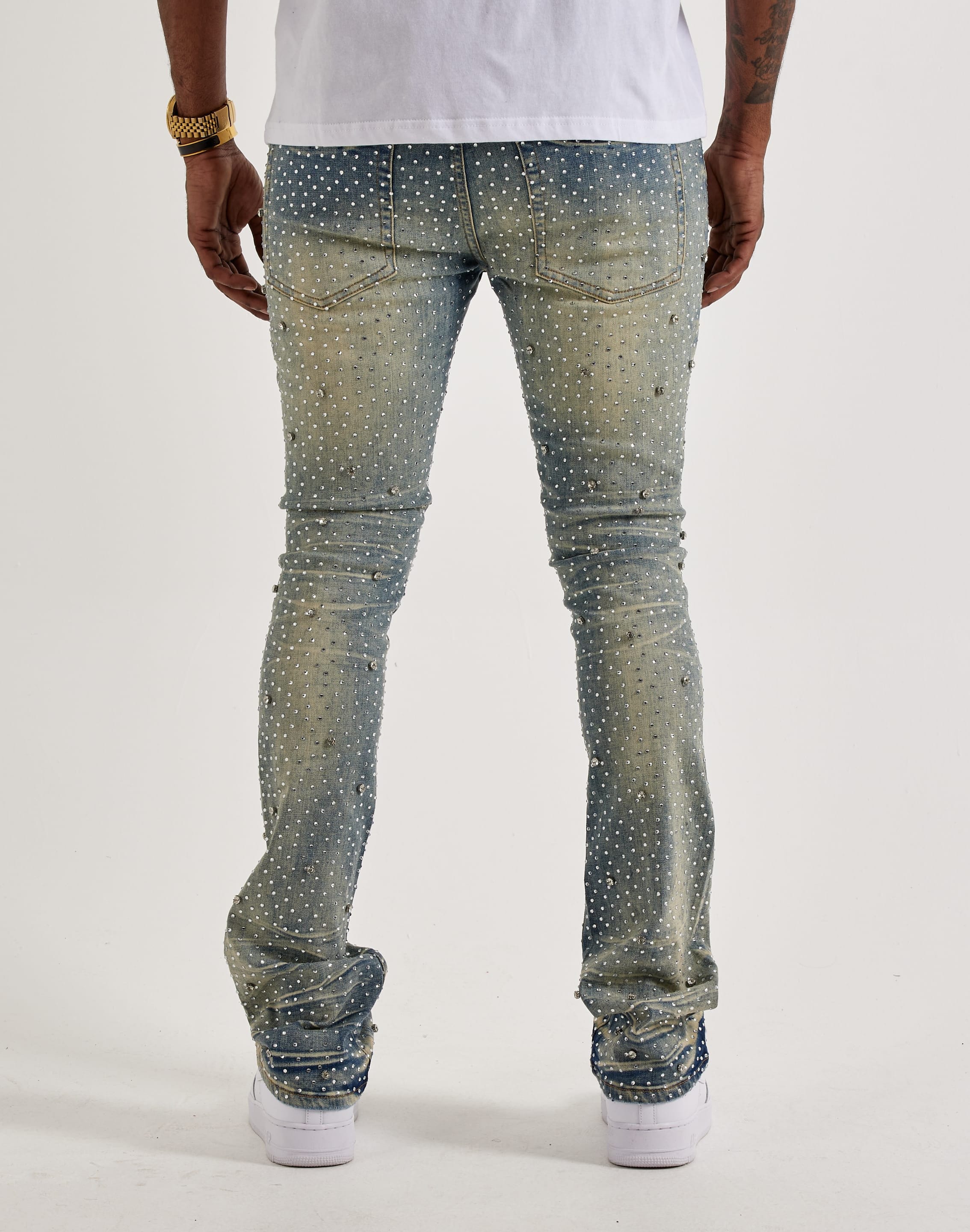 Photo of GFTD LA Jazz Stacked Rhinestone Denim Jeans
