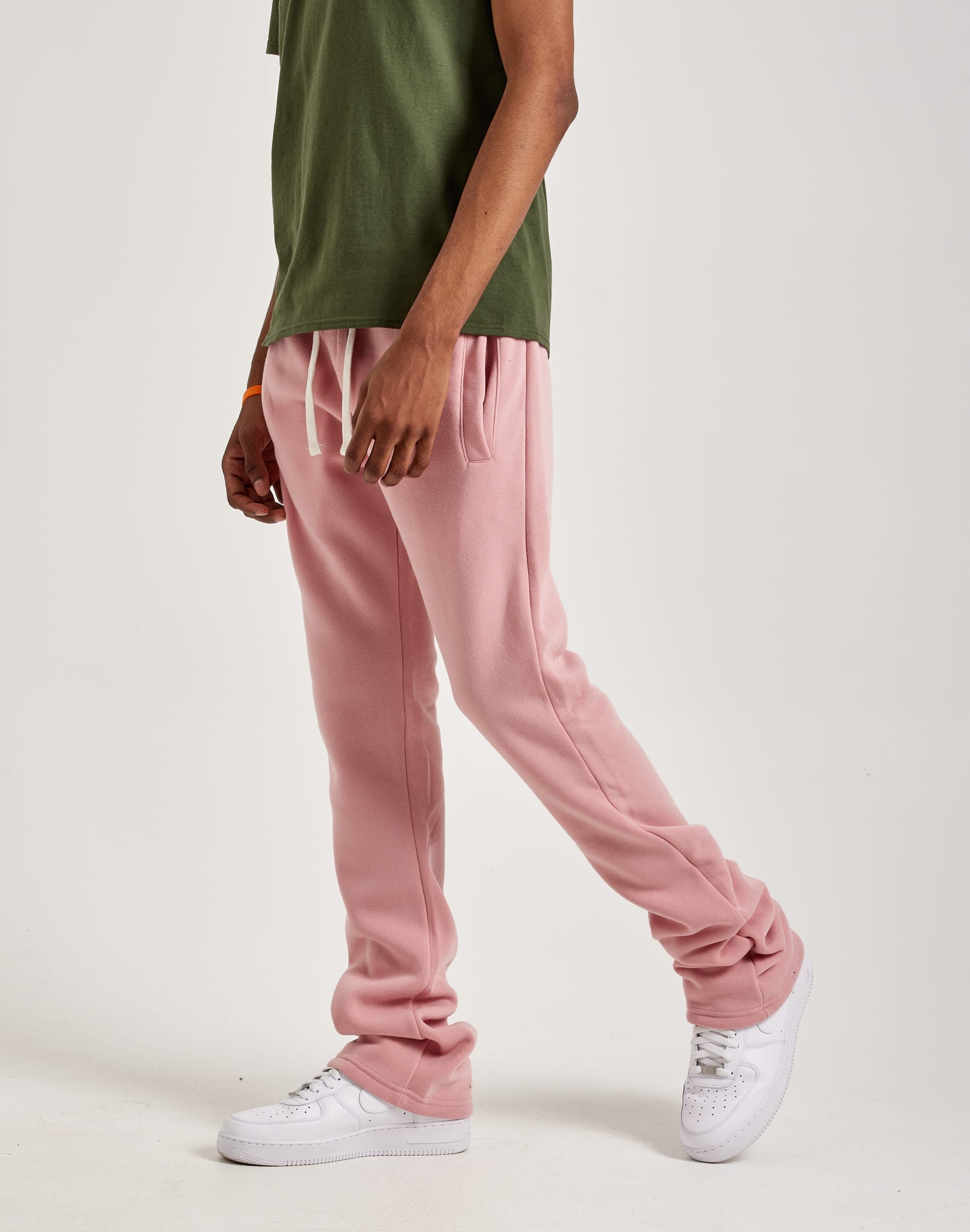 Pink Stacked Sweats For Men I Fe Apparel Stacked Fleece Pants – DTLR