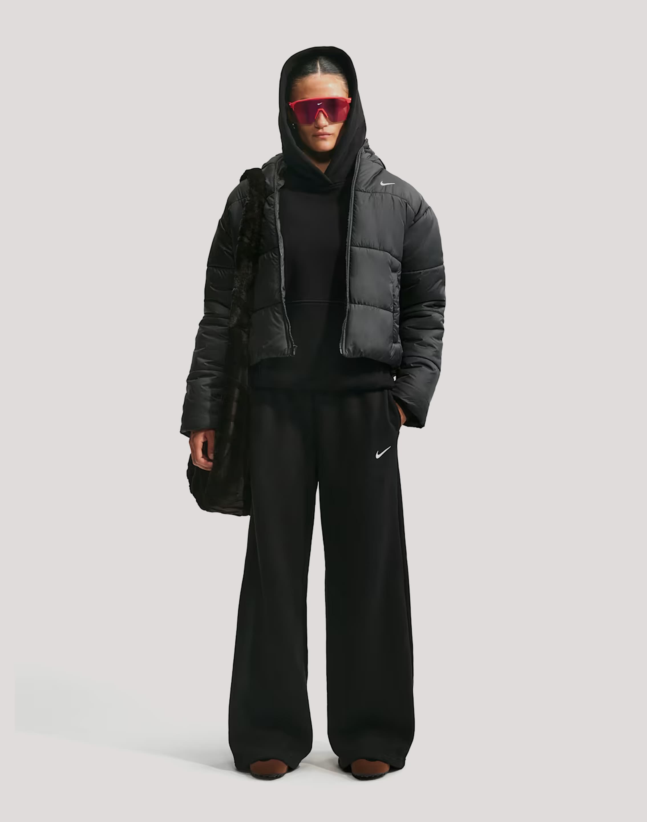 Photo of Nike Mid-Rise Wide-Leg Fleece Pants