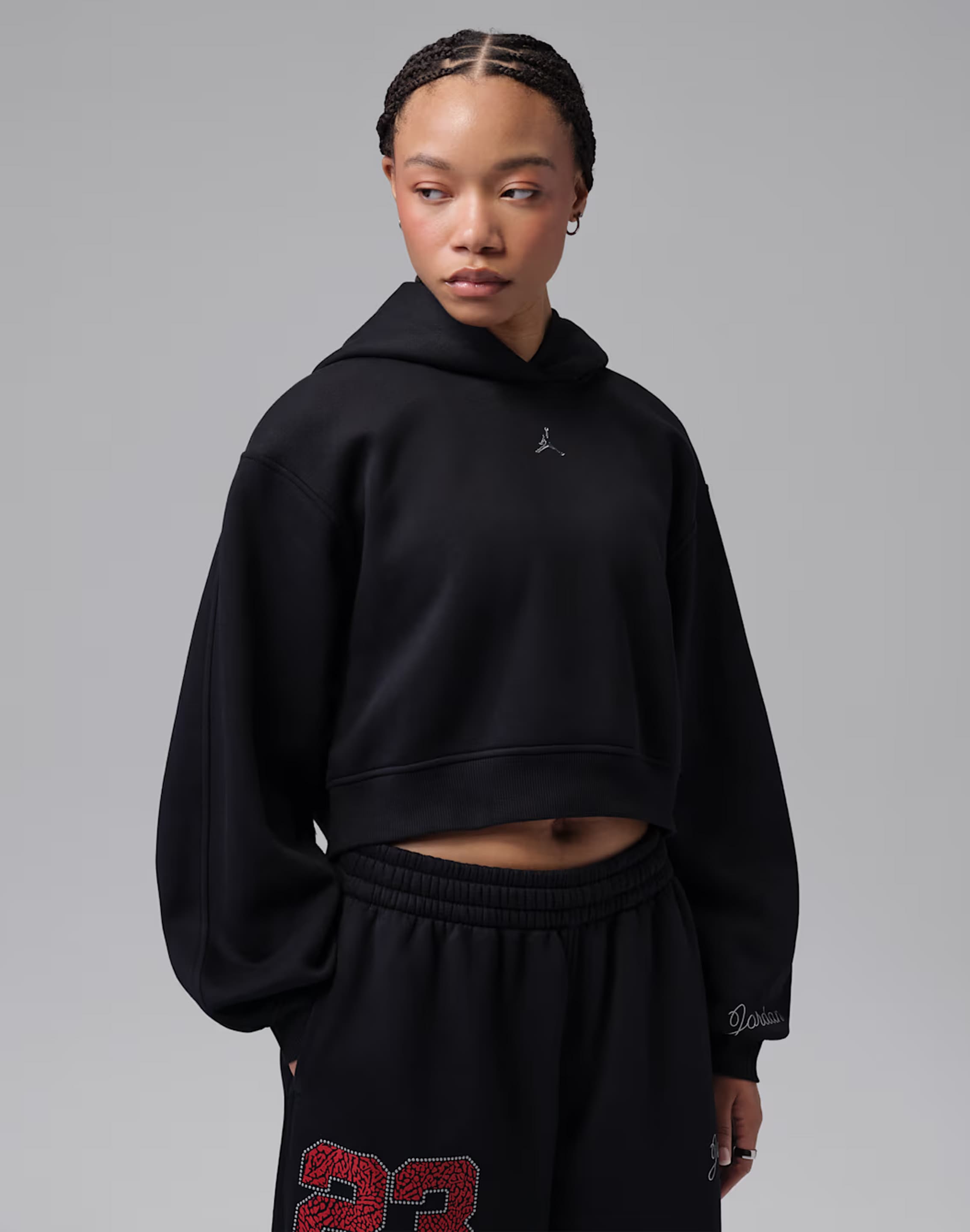 Photo of Jordan Brooklyn Fleece Cropped Pullover Hoodie