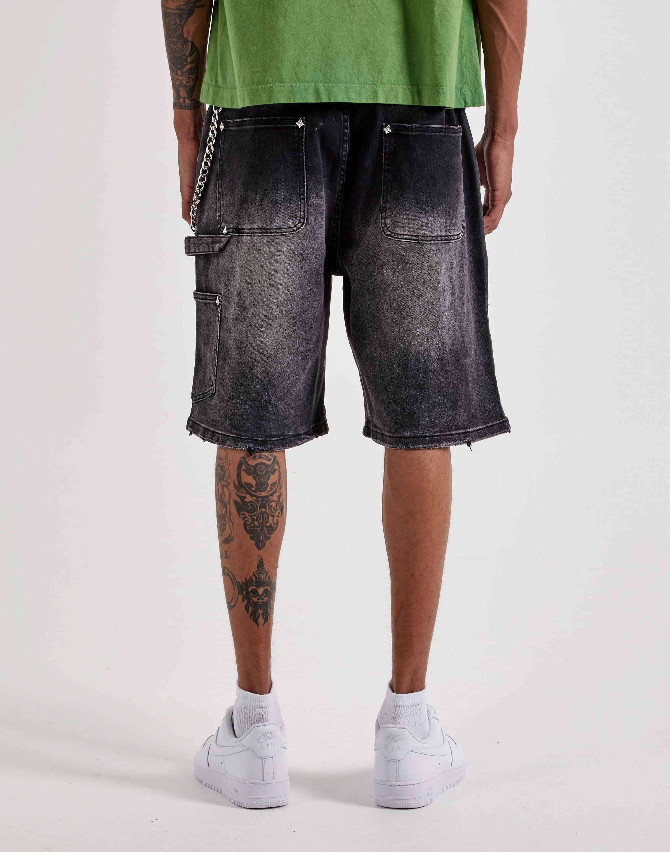 Photo of Kilogram Distressed Double-Knee Rivet Denim Shorts