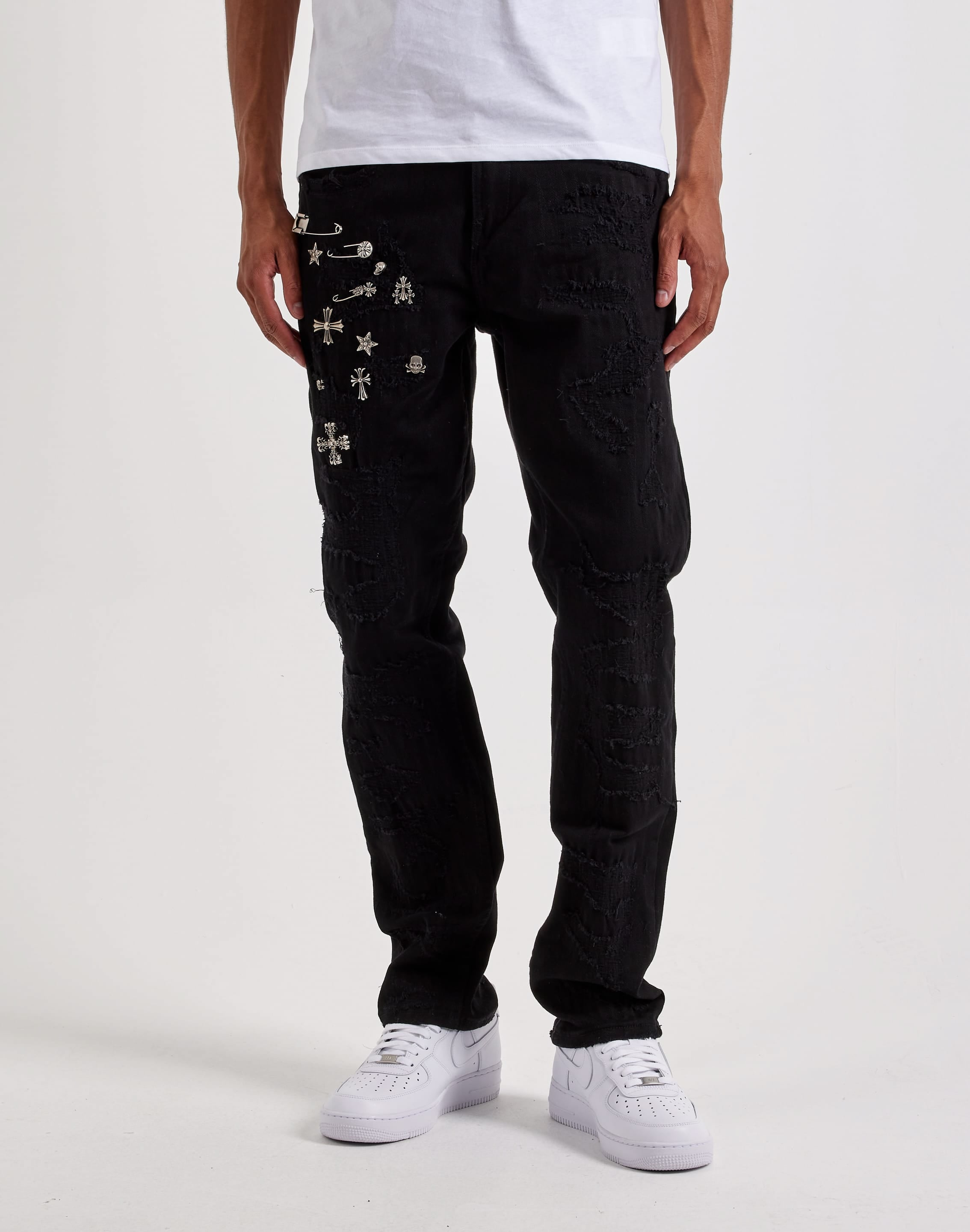 Photo of Smuggler's Moon Slim Distressed Cross Pin Denim Jeans