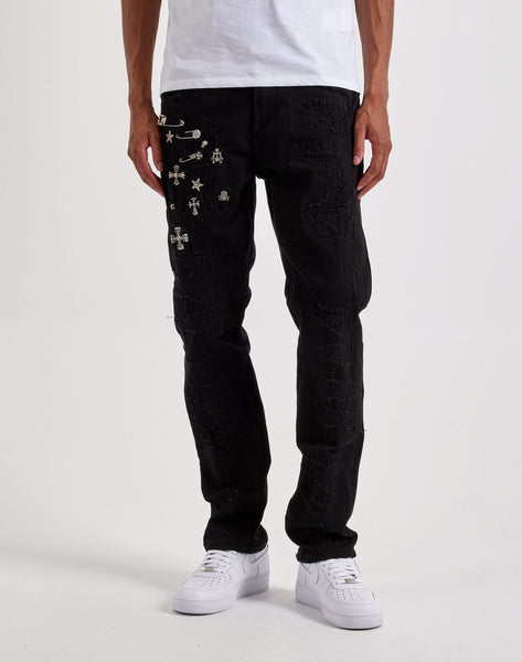 Smuggler's Moon Slim Distressed Cross Pin Denim Jeans – DTLR