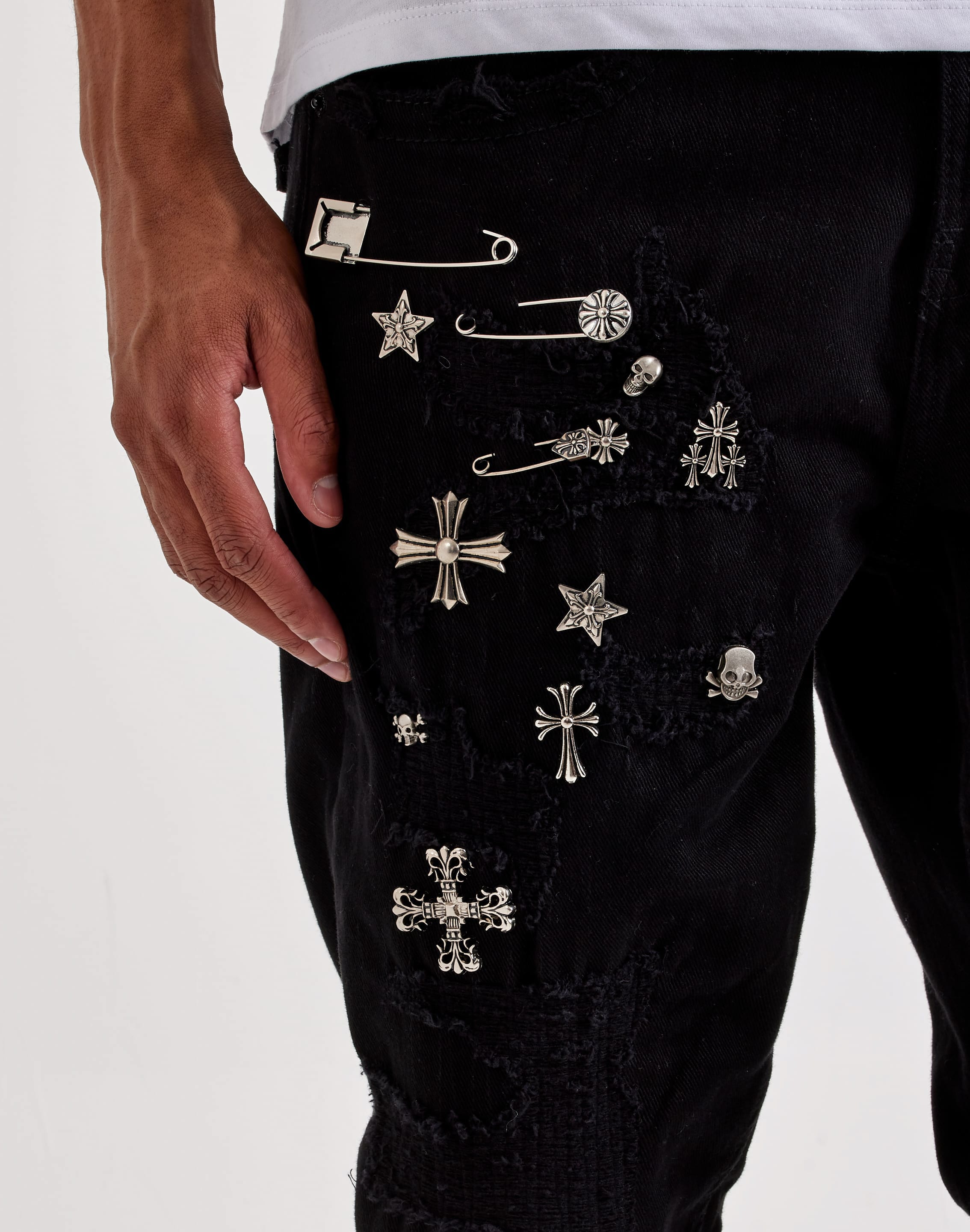Photo of Smuggler's Moon Slim Distressed Cross Pin Denim Jeans