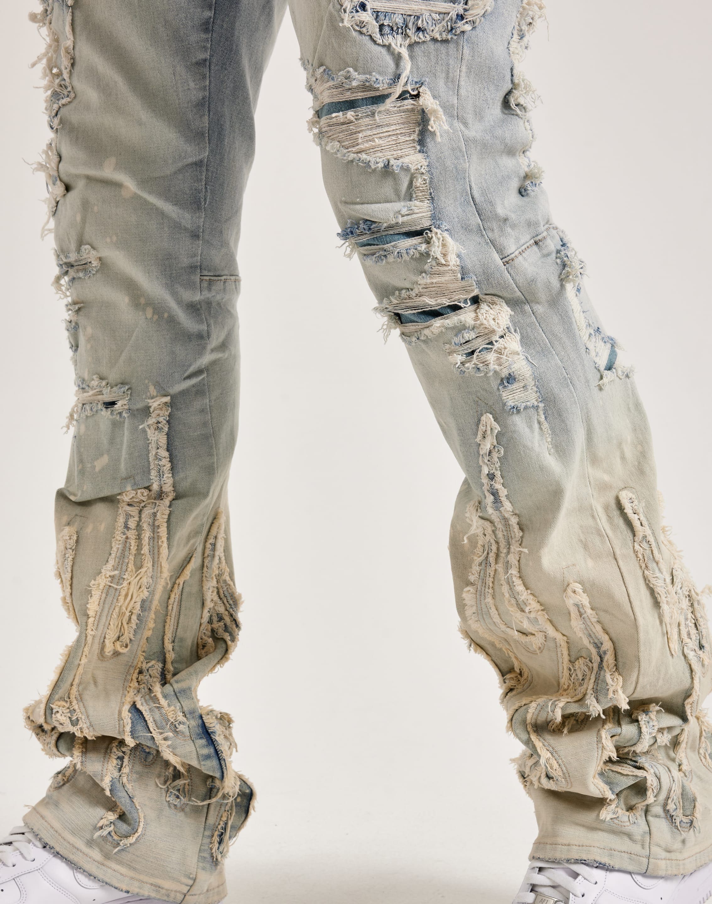 Smoke Rise Flame Rip Repair Stacked Jeans – DTLR