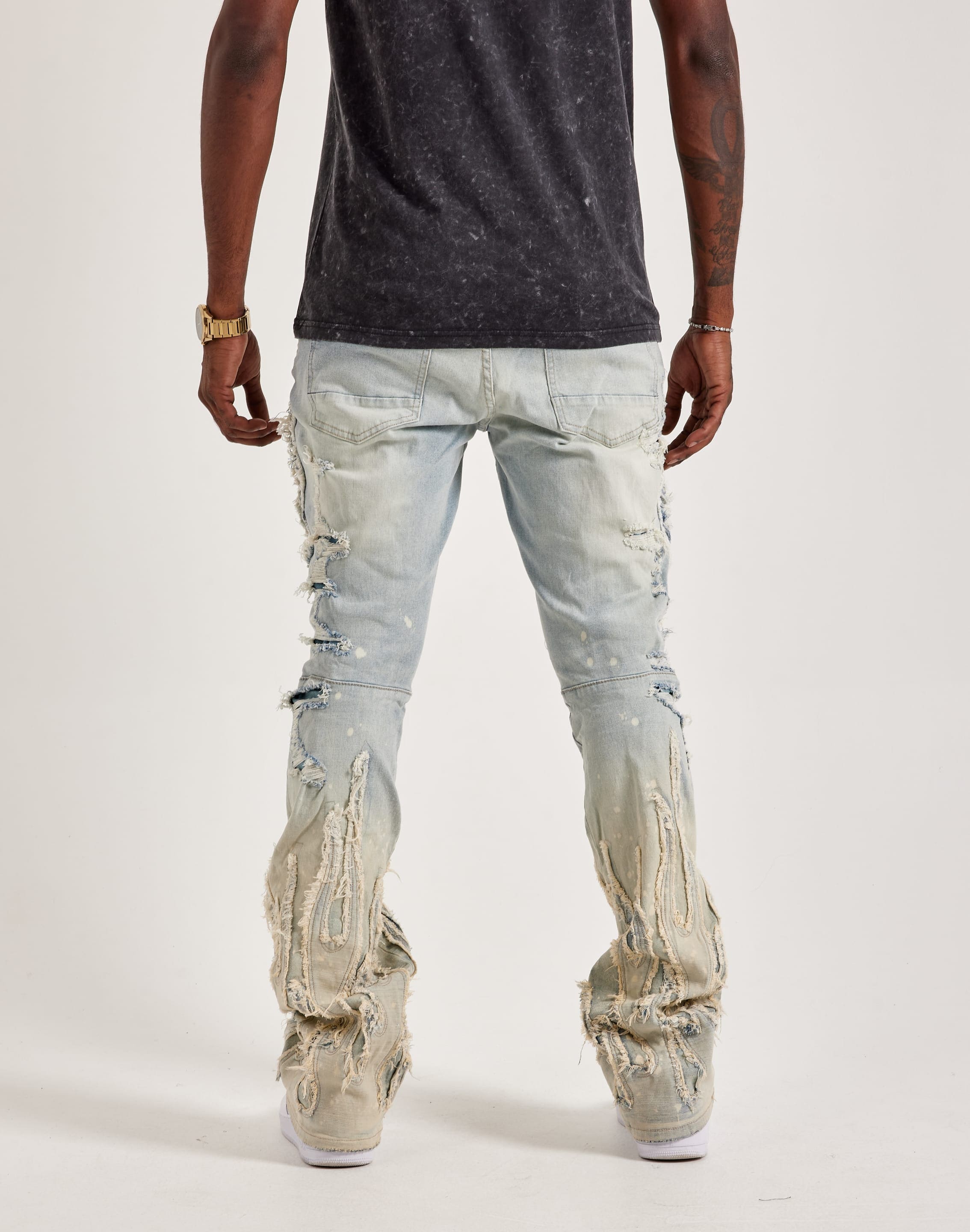 Smoke Rise Flame Rip & Repair Stacked Jeans – DTLR