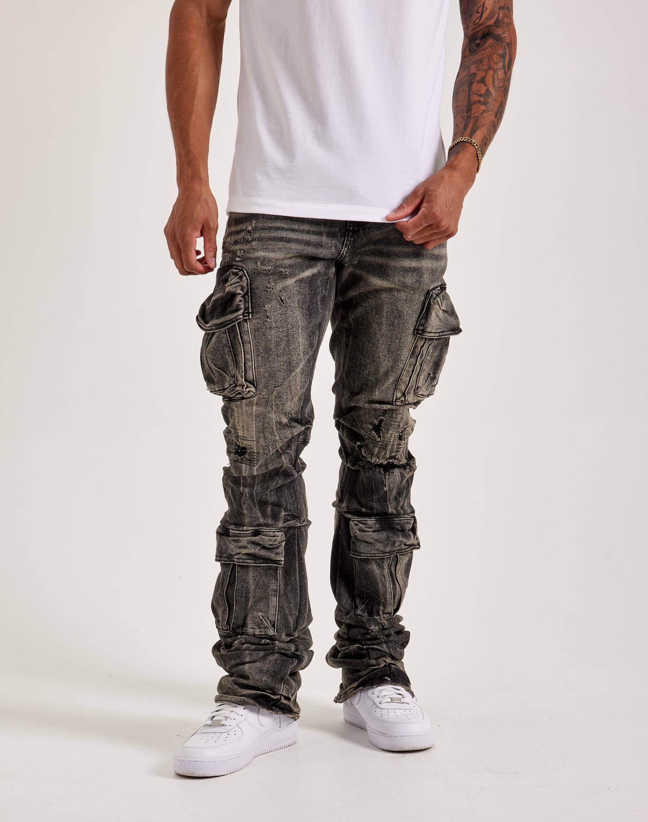 Smoke Rize Tag Smoke Rise Stacked Flare Cargo Jeans – DTLR