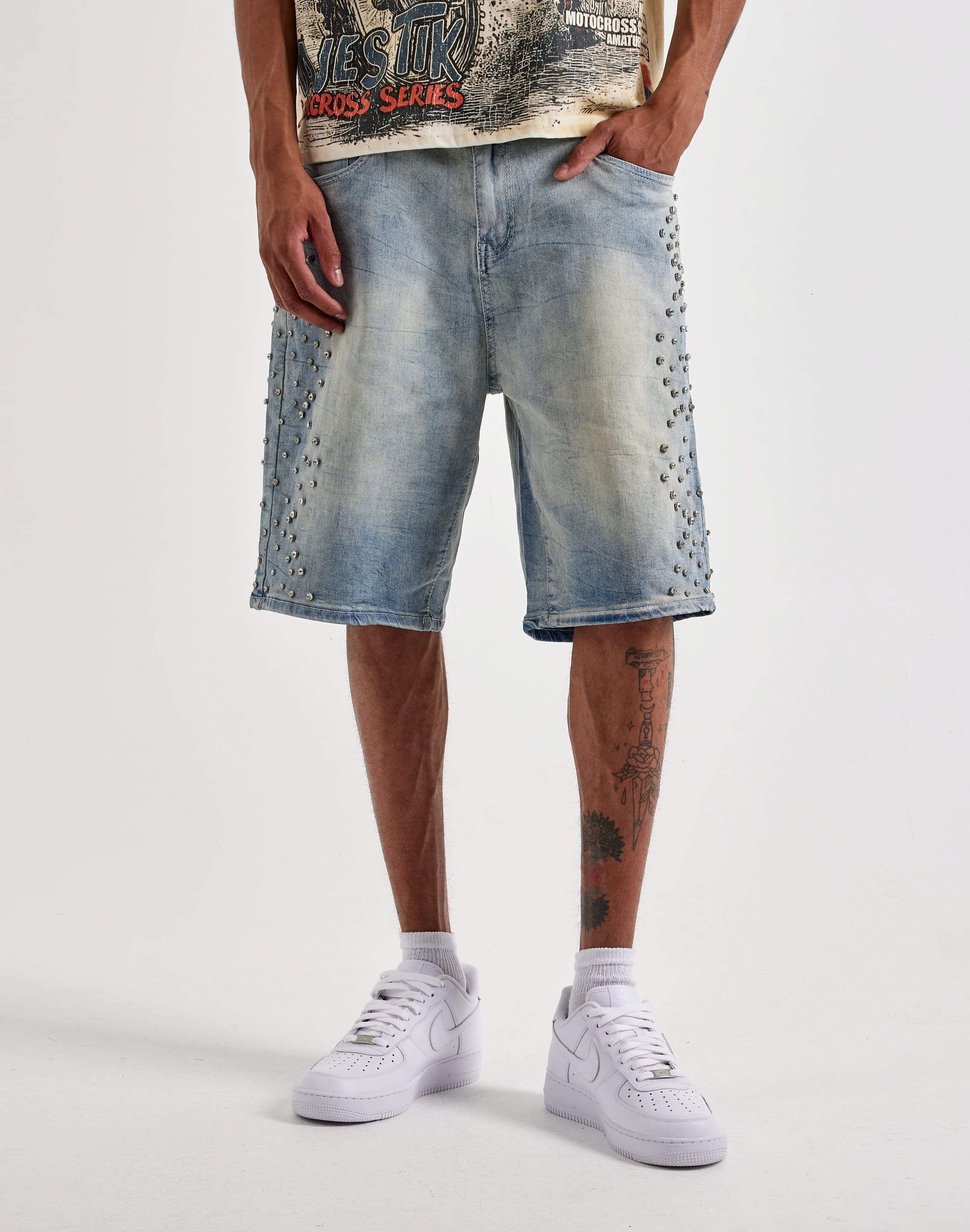 Photo of WAIMEA Rhinestone Denim Shorts