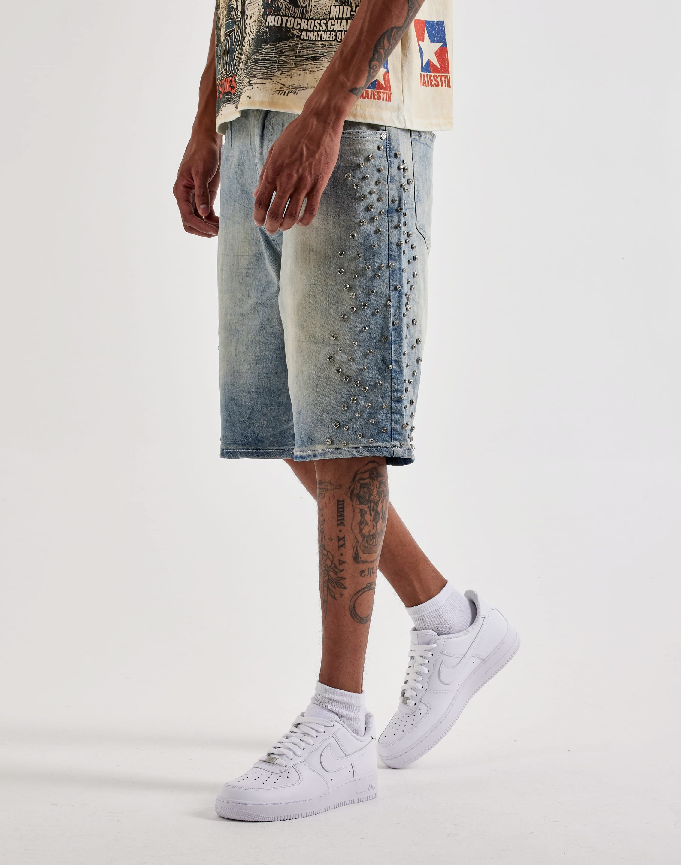 Photo of WAIMEA Rhinestone Denim Shorts