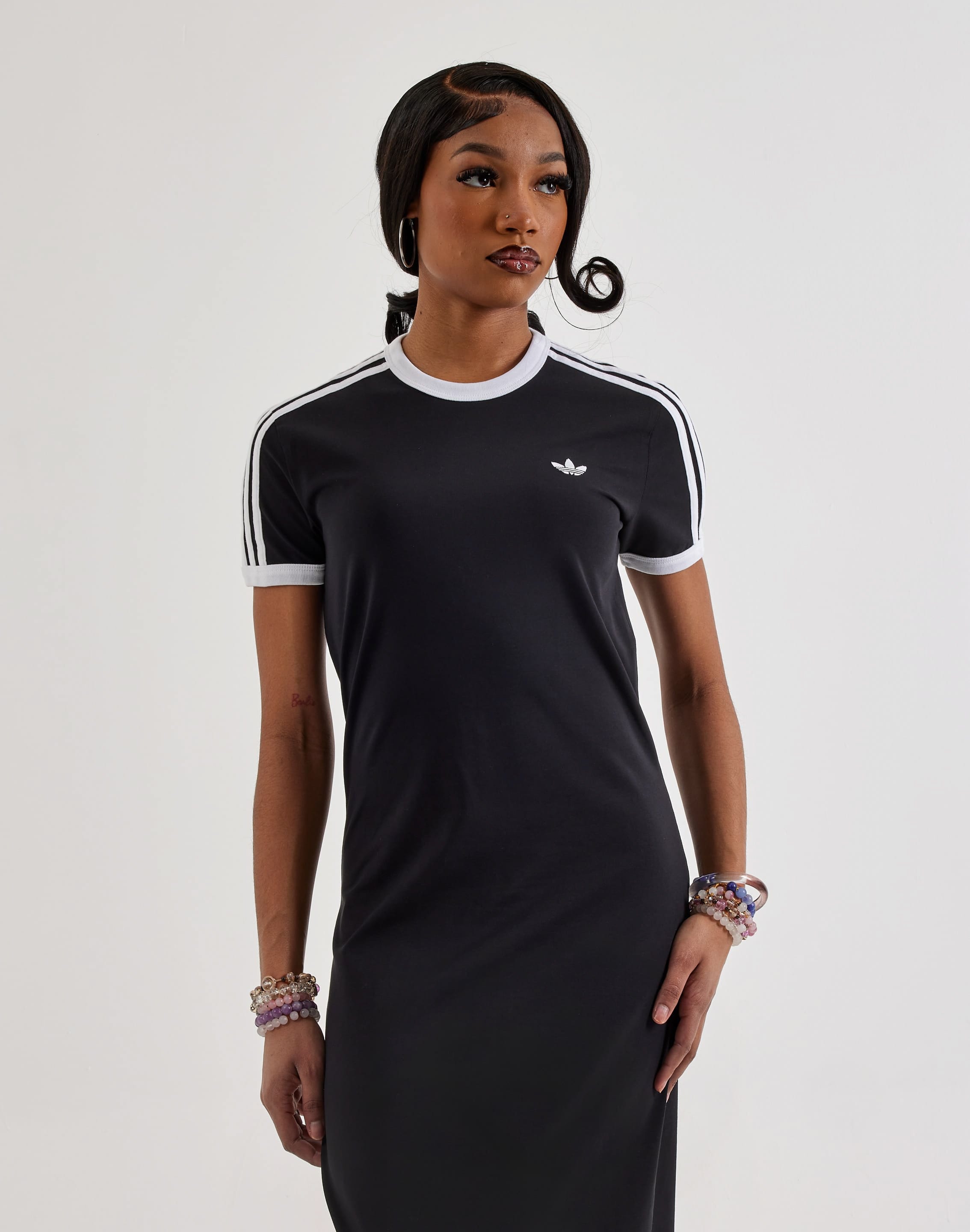 adidas Originals Women's 3 STRIPES Slim Dress, Small, Black/White adidas Originals Women's 3 STRIPES Slim Dress, Small, Black/White