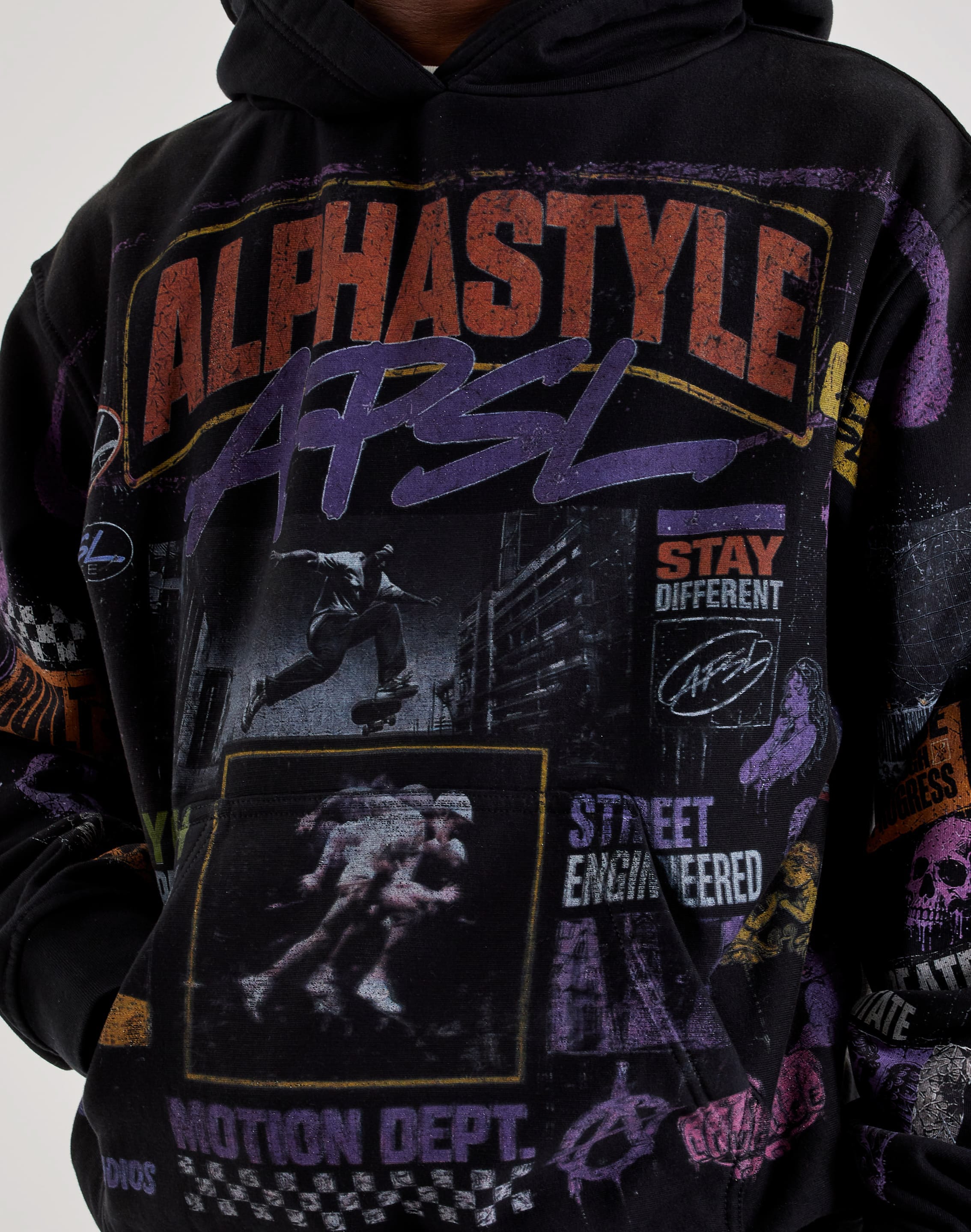 AlphaStyle Skate Pullover Fleece Hoodie, image 3 of 4