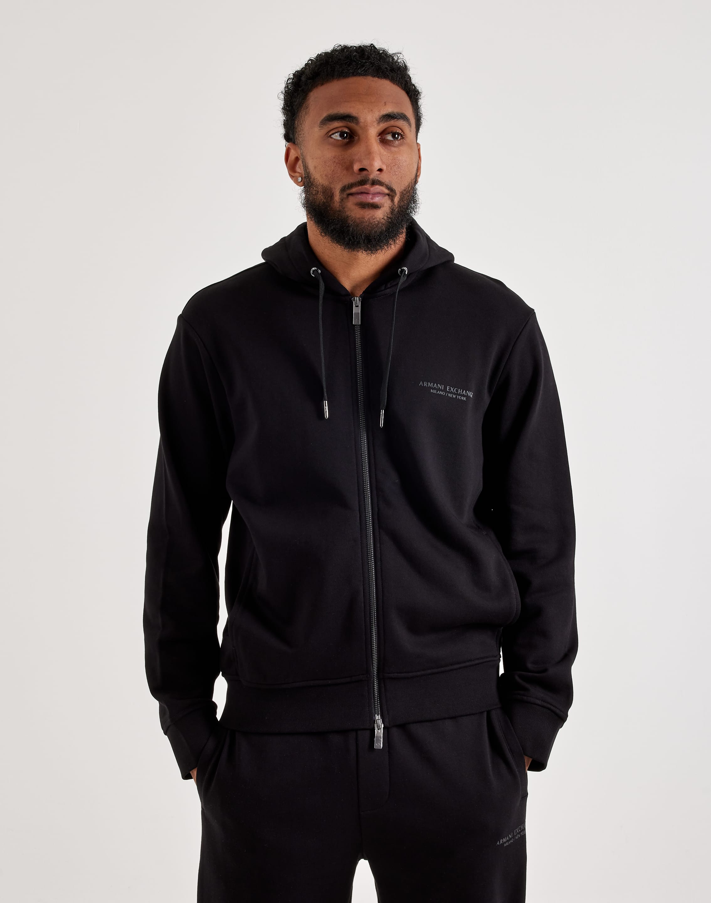 Armani Exchange Updated Milano Logo Fleece Full-Zip Hoodie – DTLR