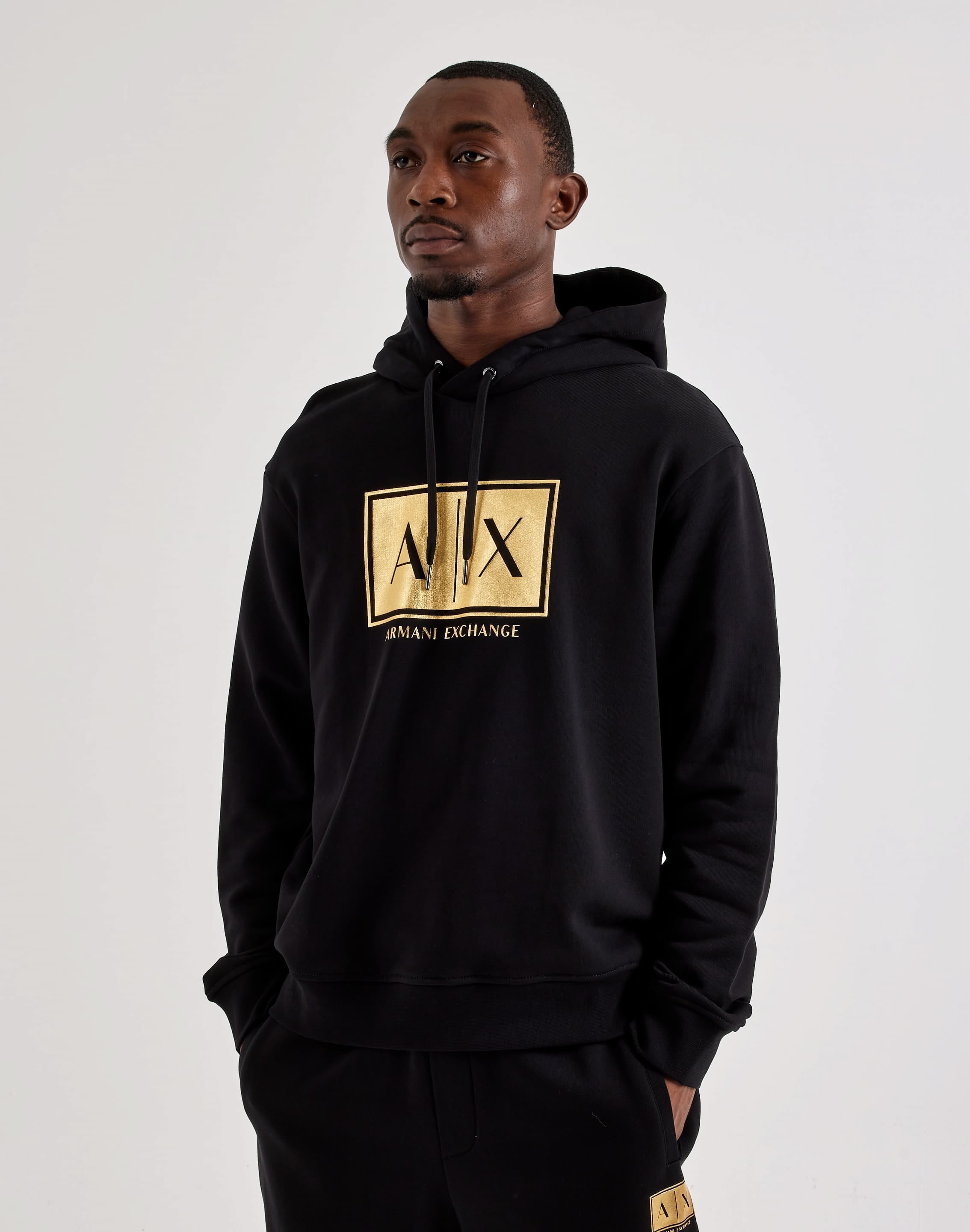 Armani Exchange Box Logo Pullover Fleece Hoodie, image 1 of 4