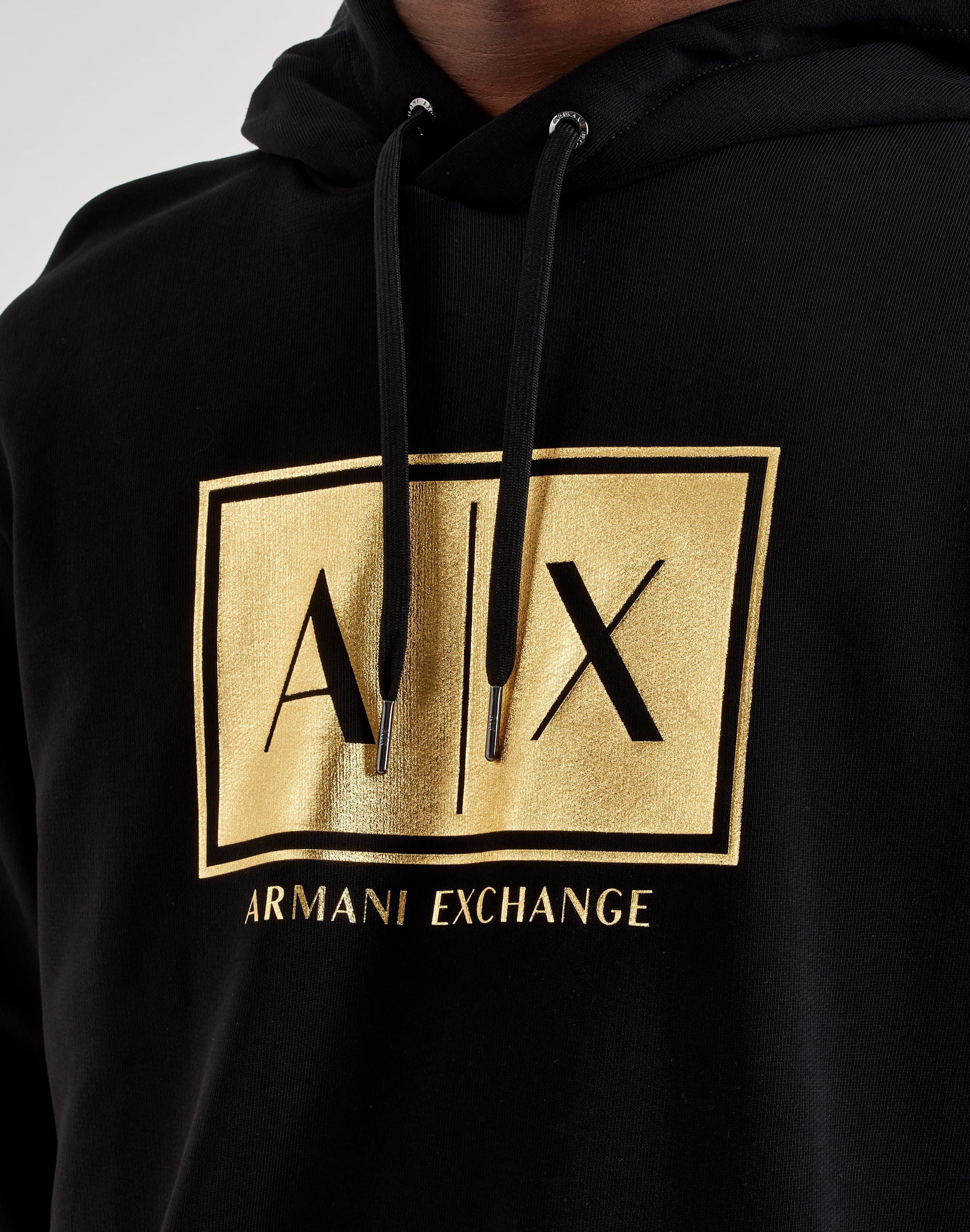 Armani Exchange Box Logo Pullover Fleece Hoodie, image 2 of 4