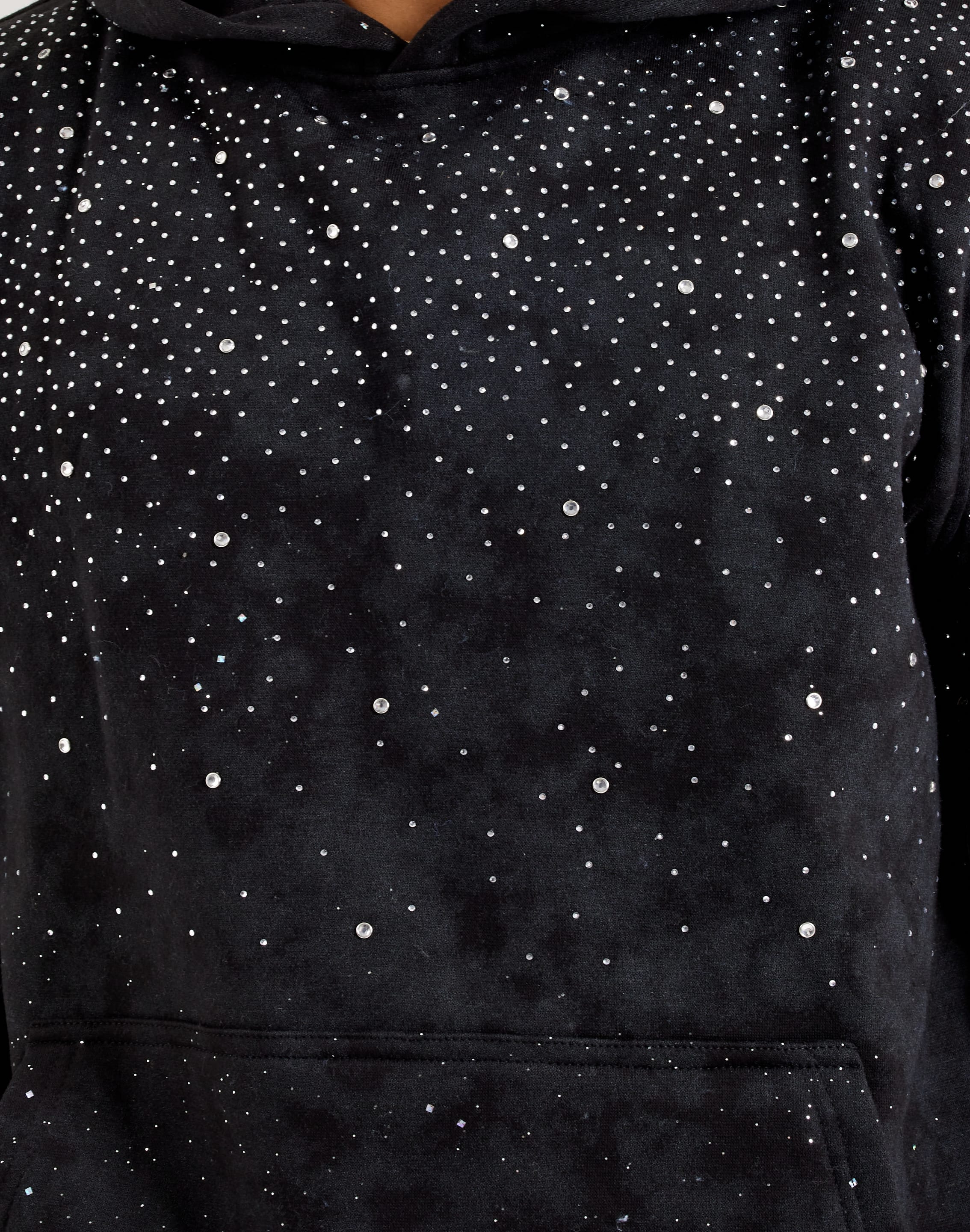 BKYS Rhinestone Rivet Oversized Fleece Hoodie