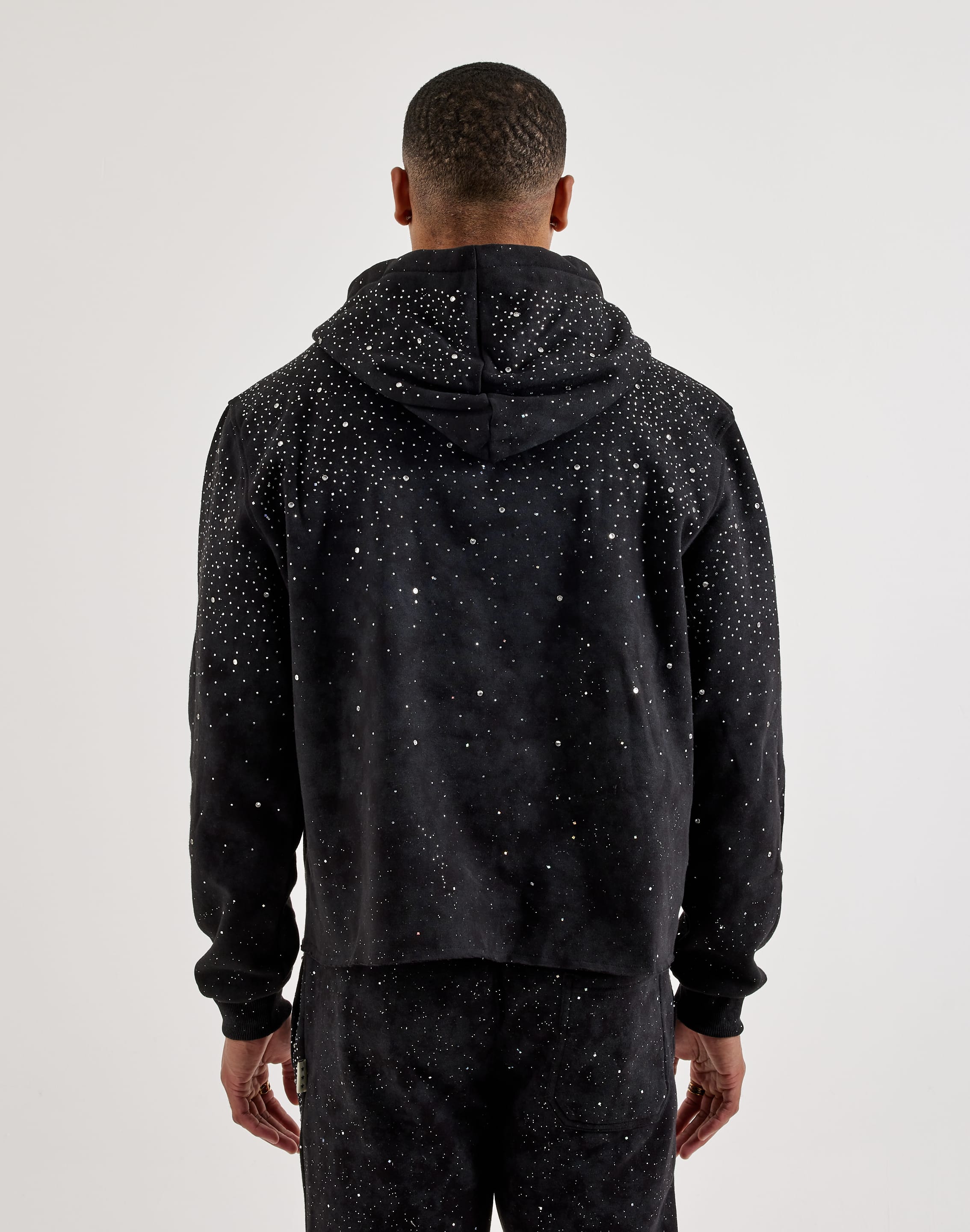 BKYS Rhinestone Rivet Oversized Fleece Hoodie