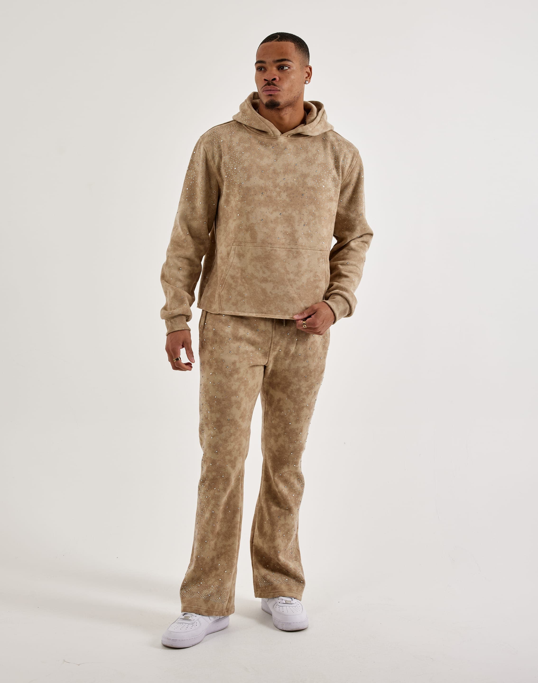 Photo of BKYS Rhinestone Rivet Oversized Fleece Hoodie