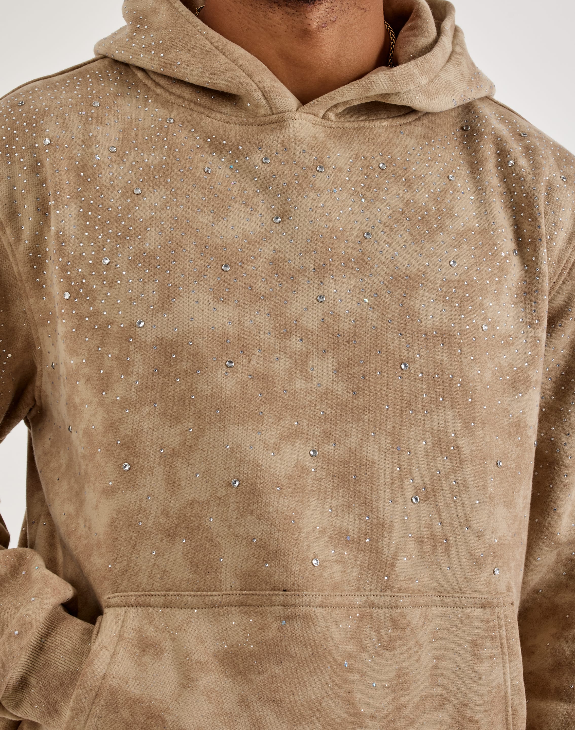 Photo of BKYS Rhinestone Rivet Oversized Fleece Hoodie