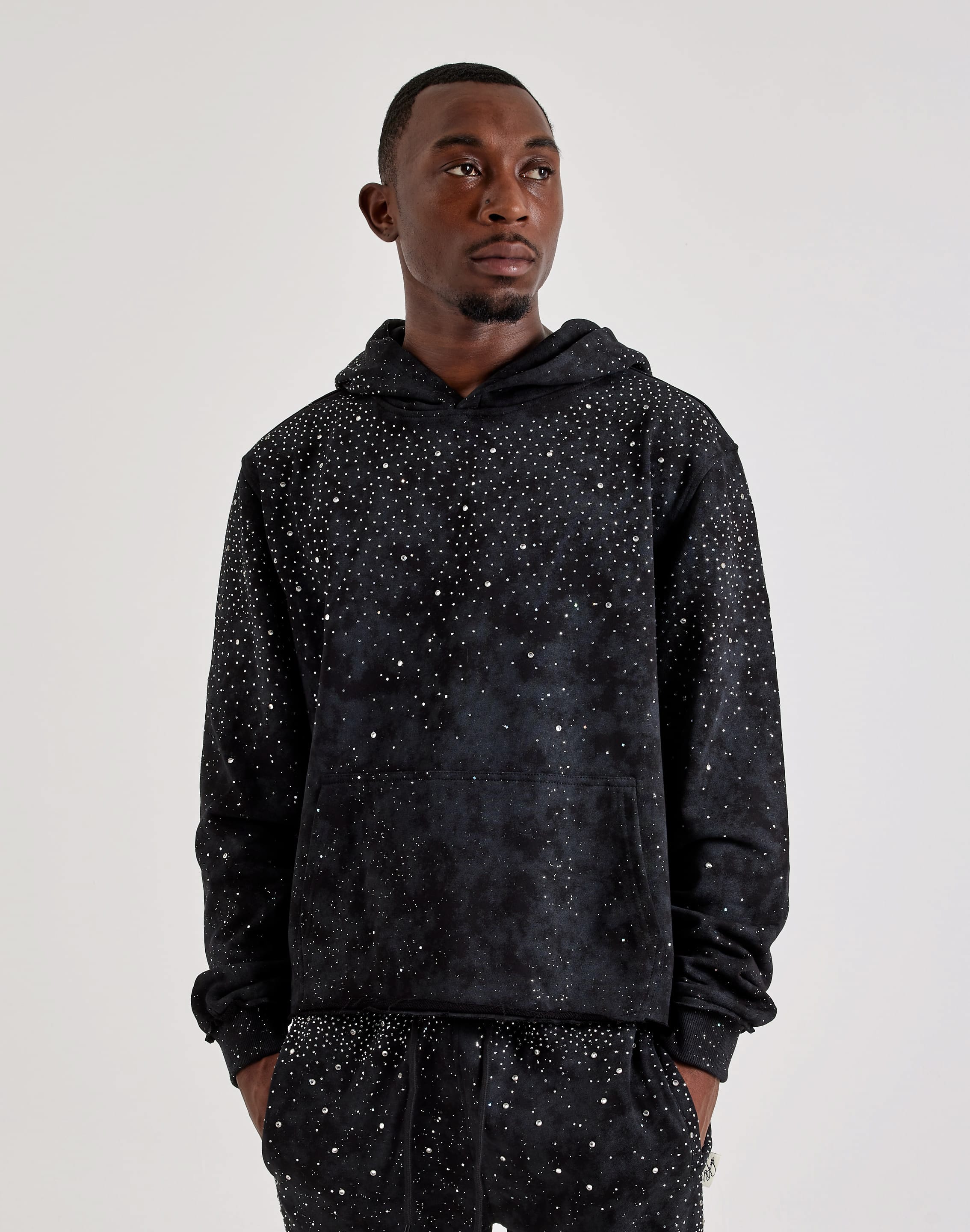 Photo of BKYS Rhinestone Rivet Oversized Fleece Hoodie