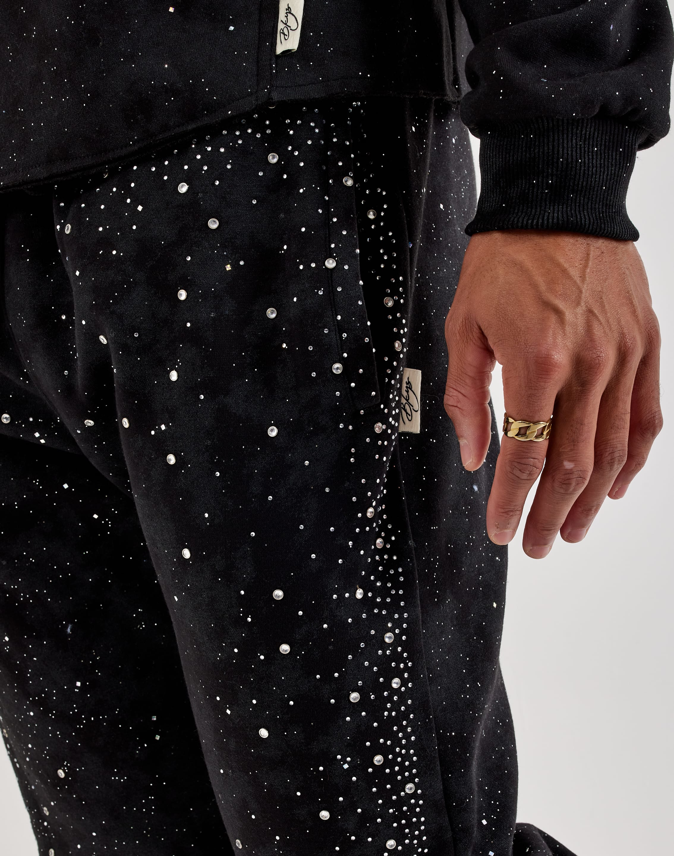 Photo of BKYS Rhinestone Stacked Track Pants