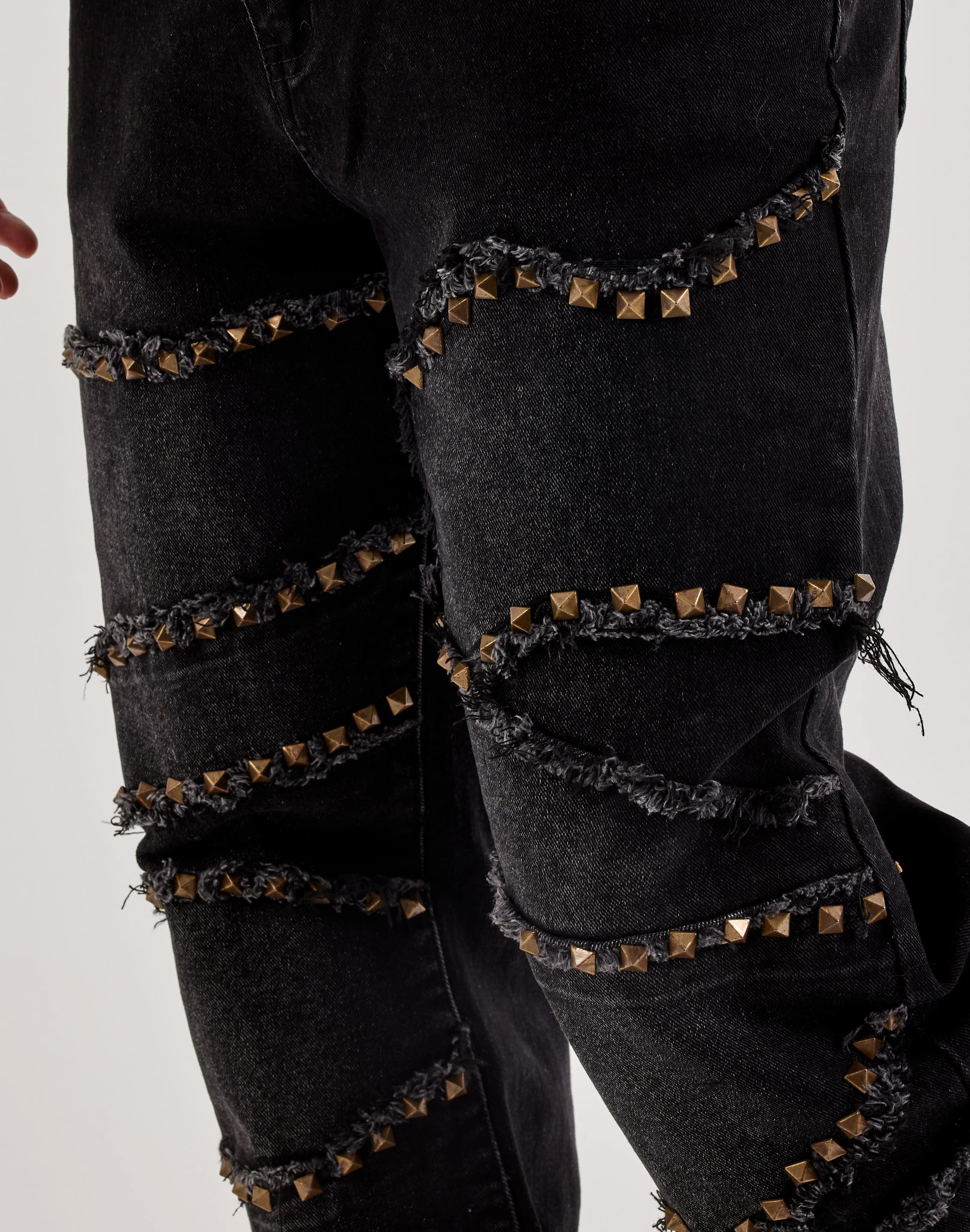 Photo of Caliber Cluster Pyramid Stud Stacked Denim Jeans