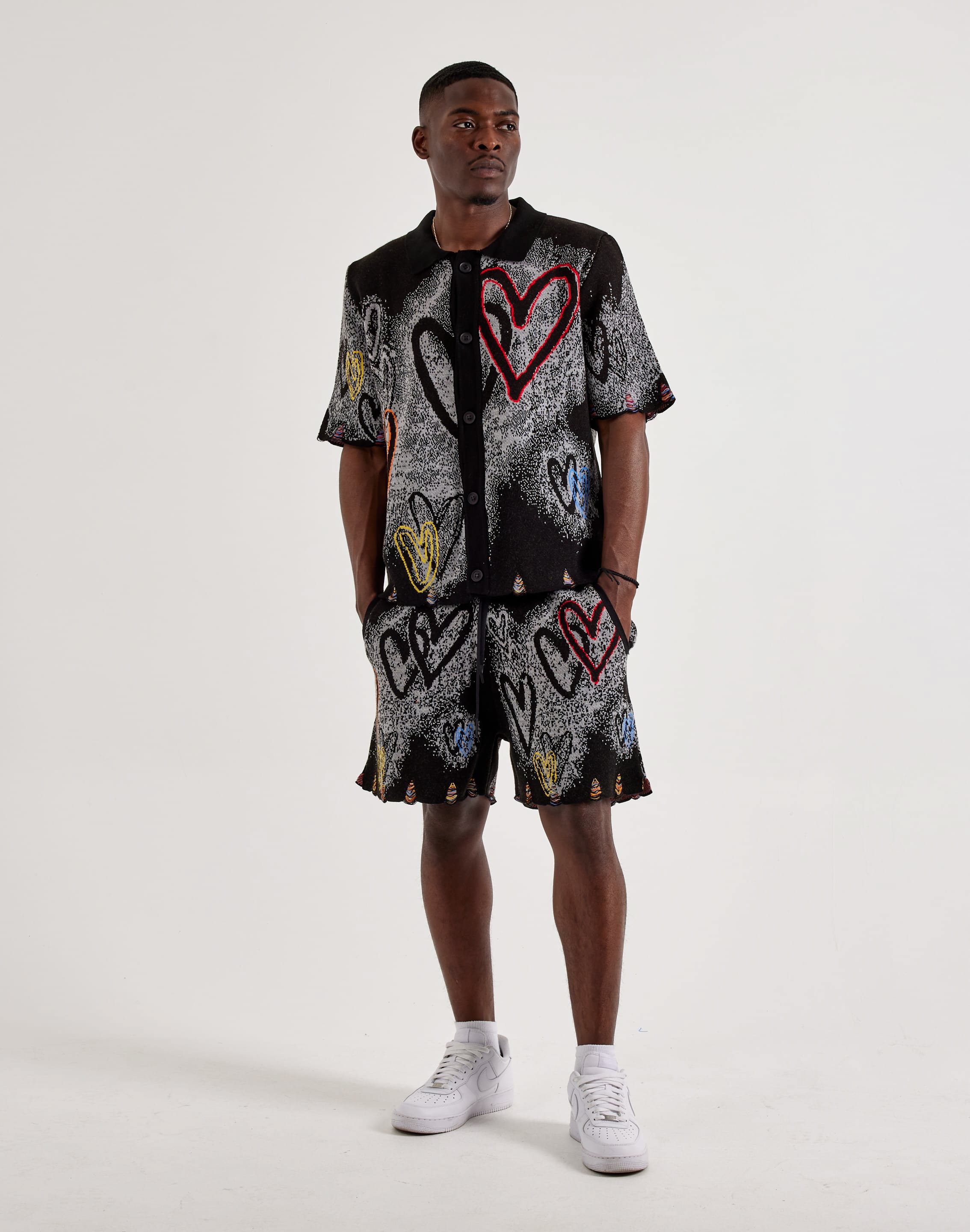 Photo of Chapter By Kohli Black Heart Knit Button-Up Shirt