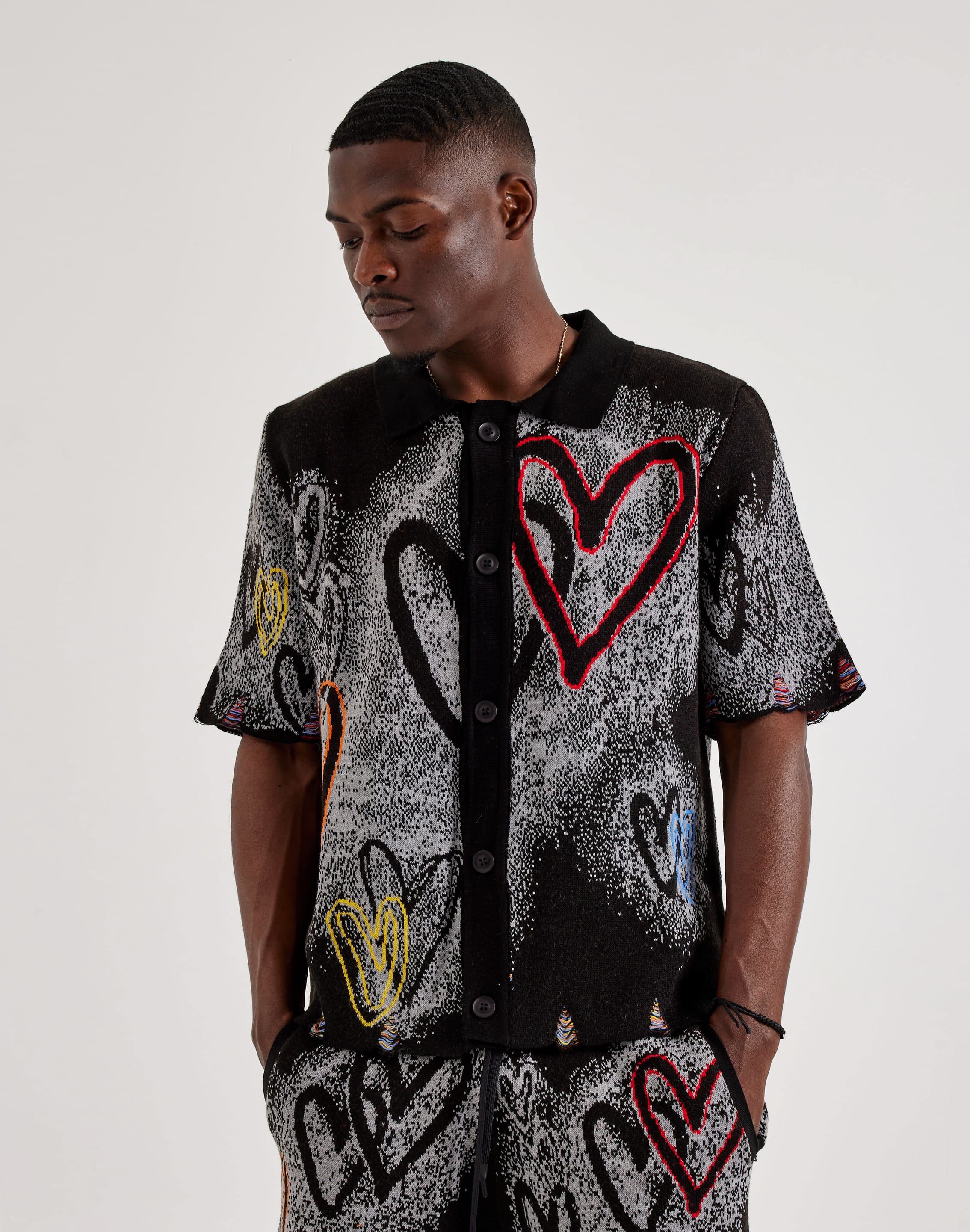 Chapter By Kohli Black Heart Knit Button-Up Shirt – DTLR