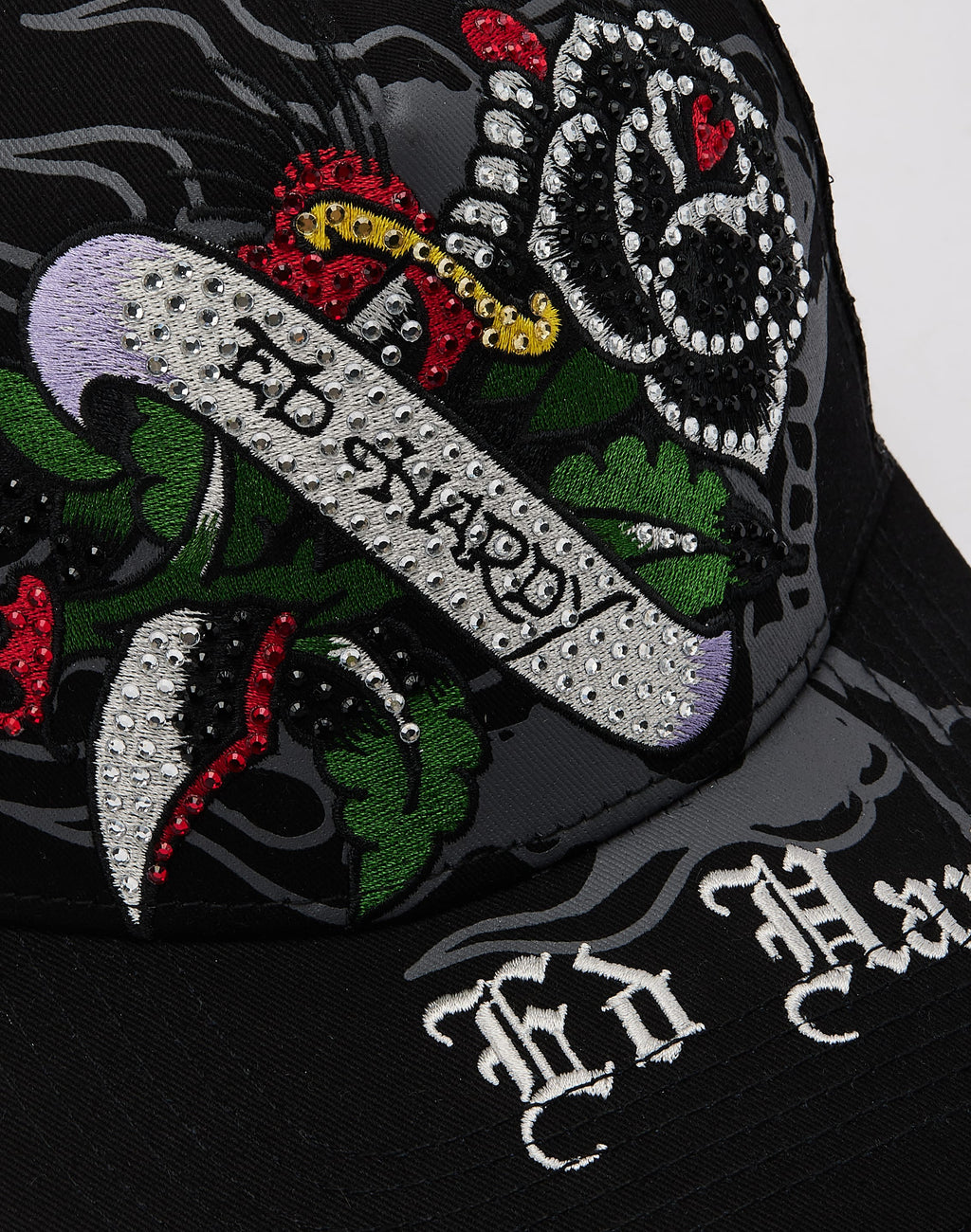 Ed Hardy Dedicated to the one I love Plaid Cap with Embroidered Rose and bling Ed Hardy | Accessories | Ed Hardy Hat Christian Audigier  main image 2