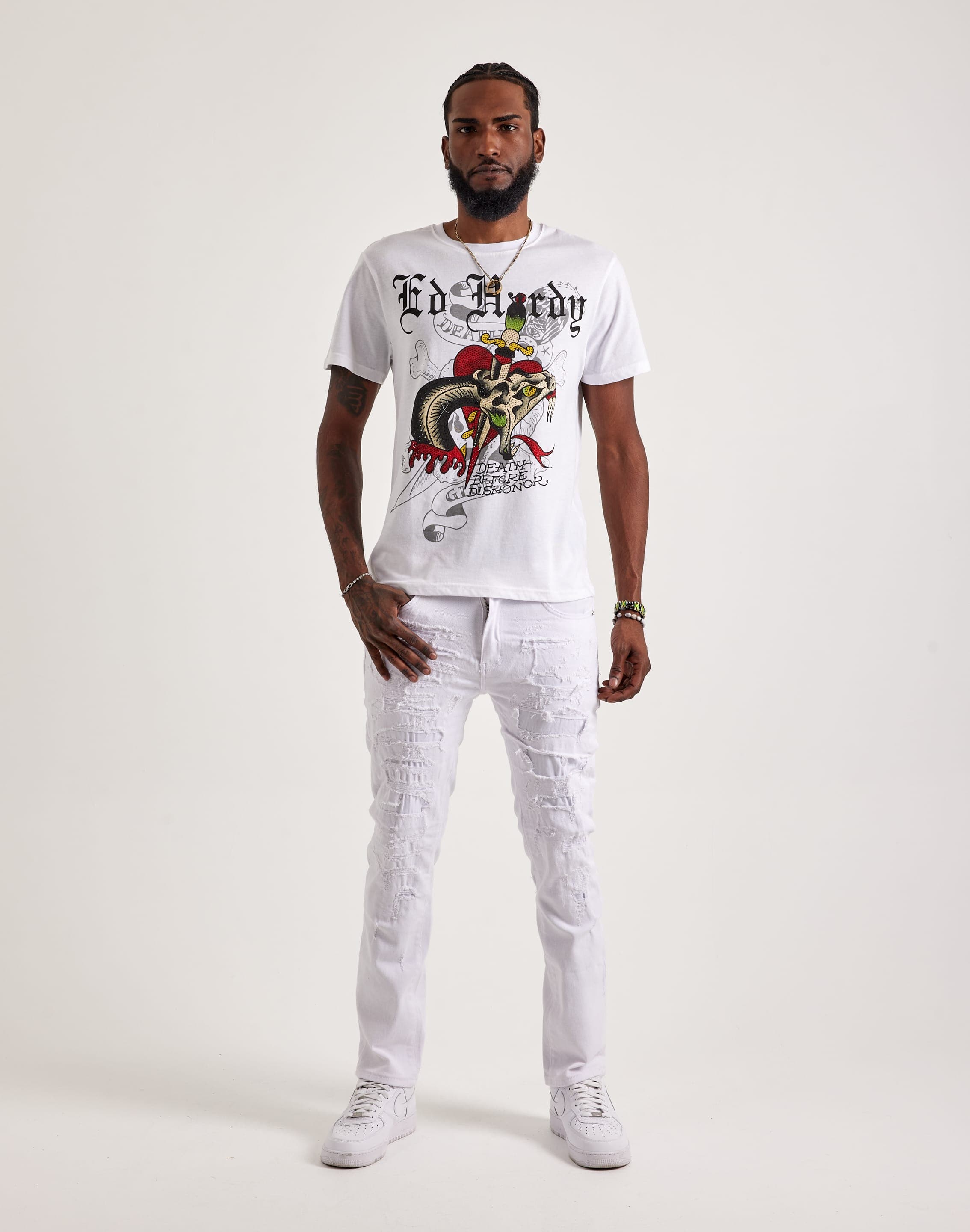 Ed Hardy Dagger Snake Rhinestone Tee – DTLR