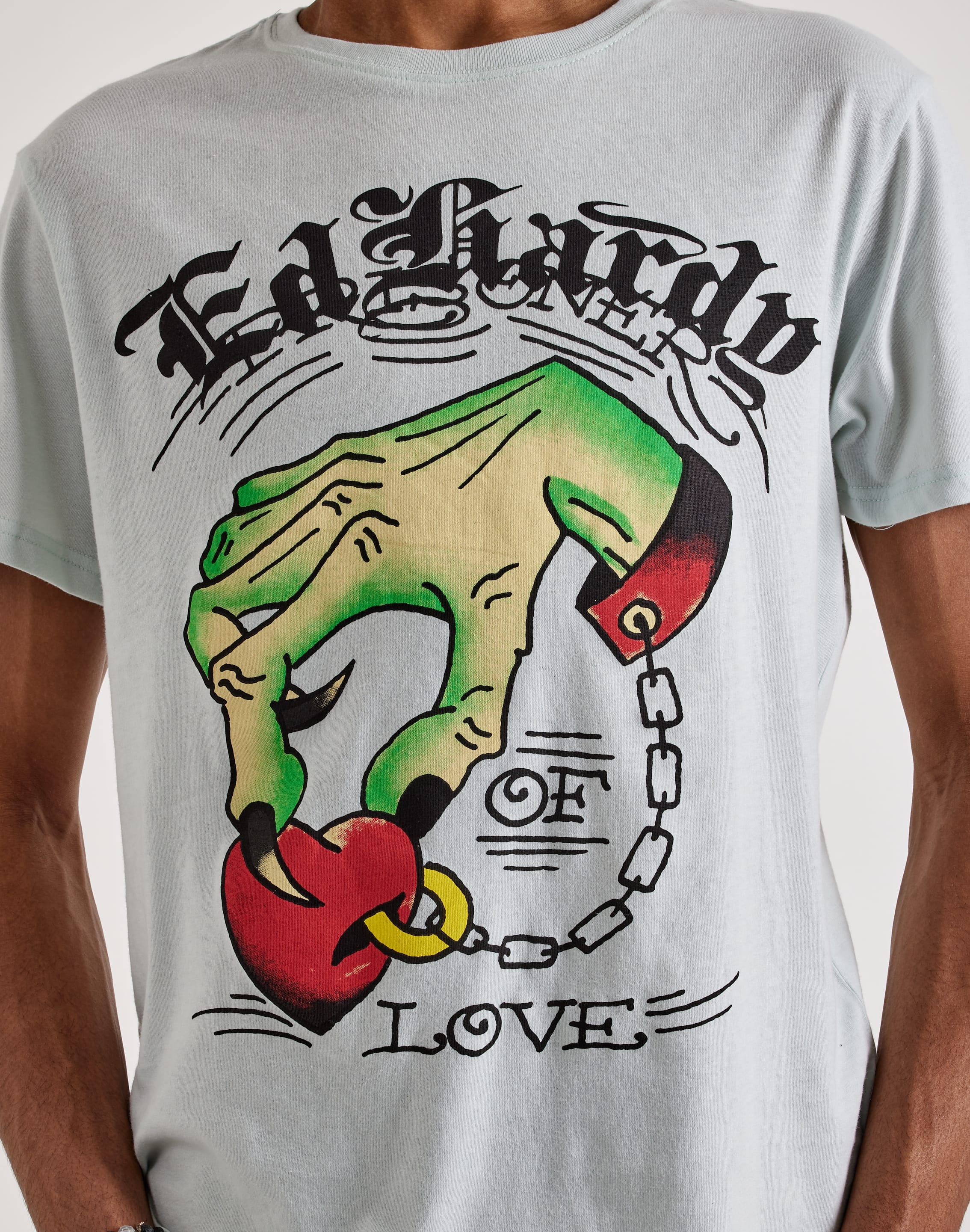 Ed Hardy Men Ed Hardy Heart Hand Short Sleeve Tee Blue LG Ed Hardy Men Ed Hardy Heart Hand Short Sleeve Tee Blue LG