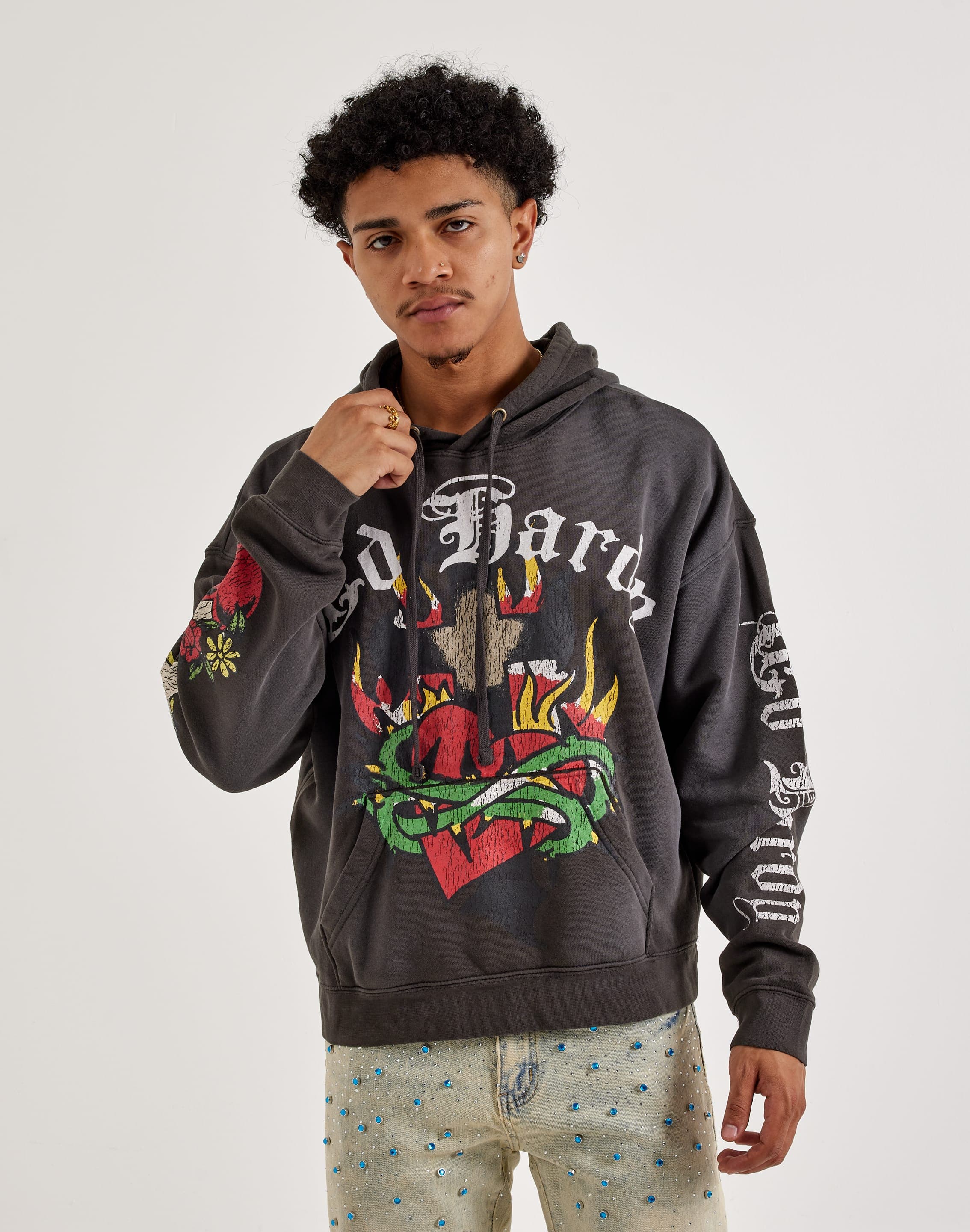 Ed Hardy Heart Cross Pullover Fleece Hoodie – DTLR
