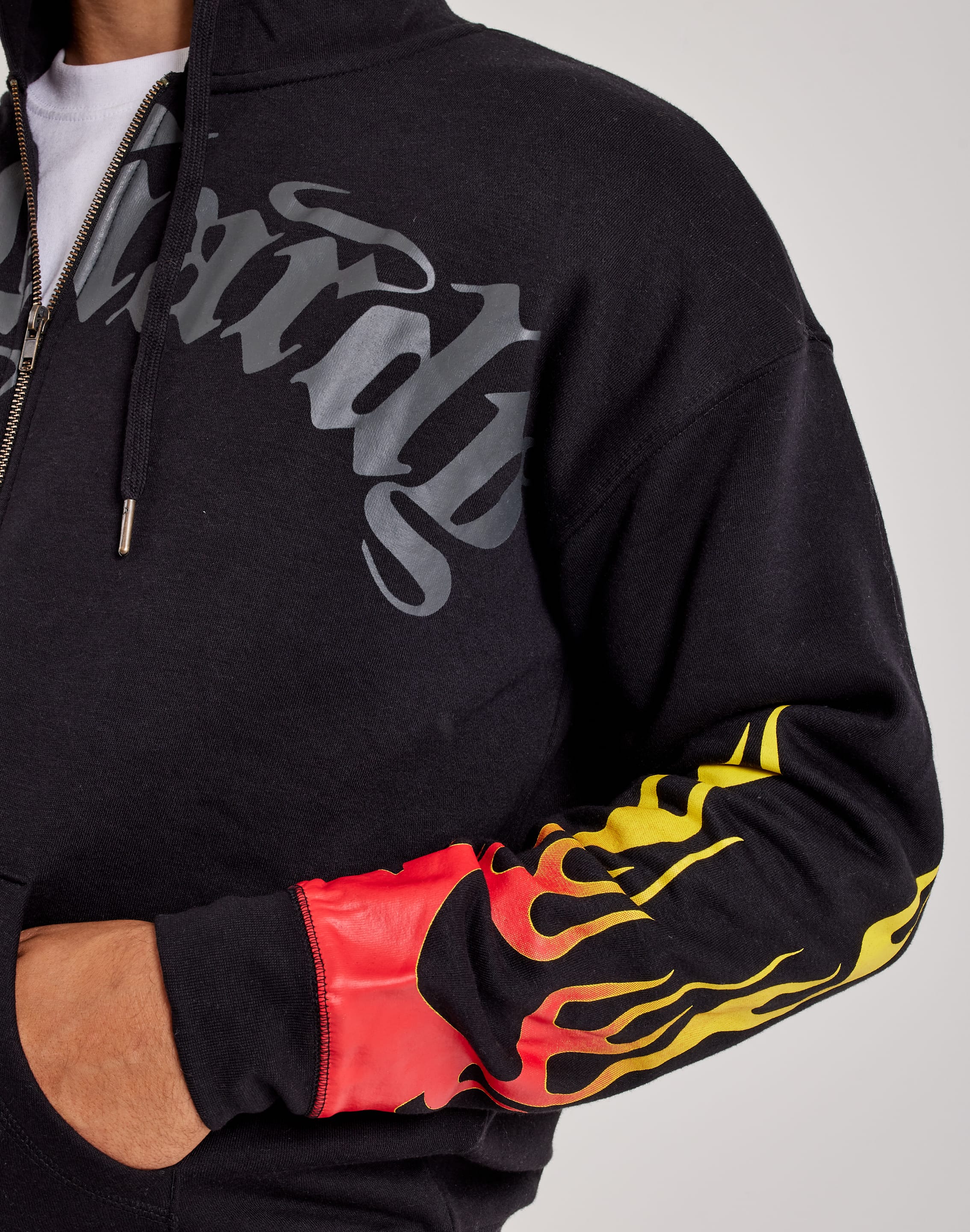 Ed Hardy Flame Skull Full-Zip Fleece Hoodie
