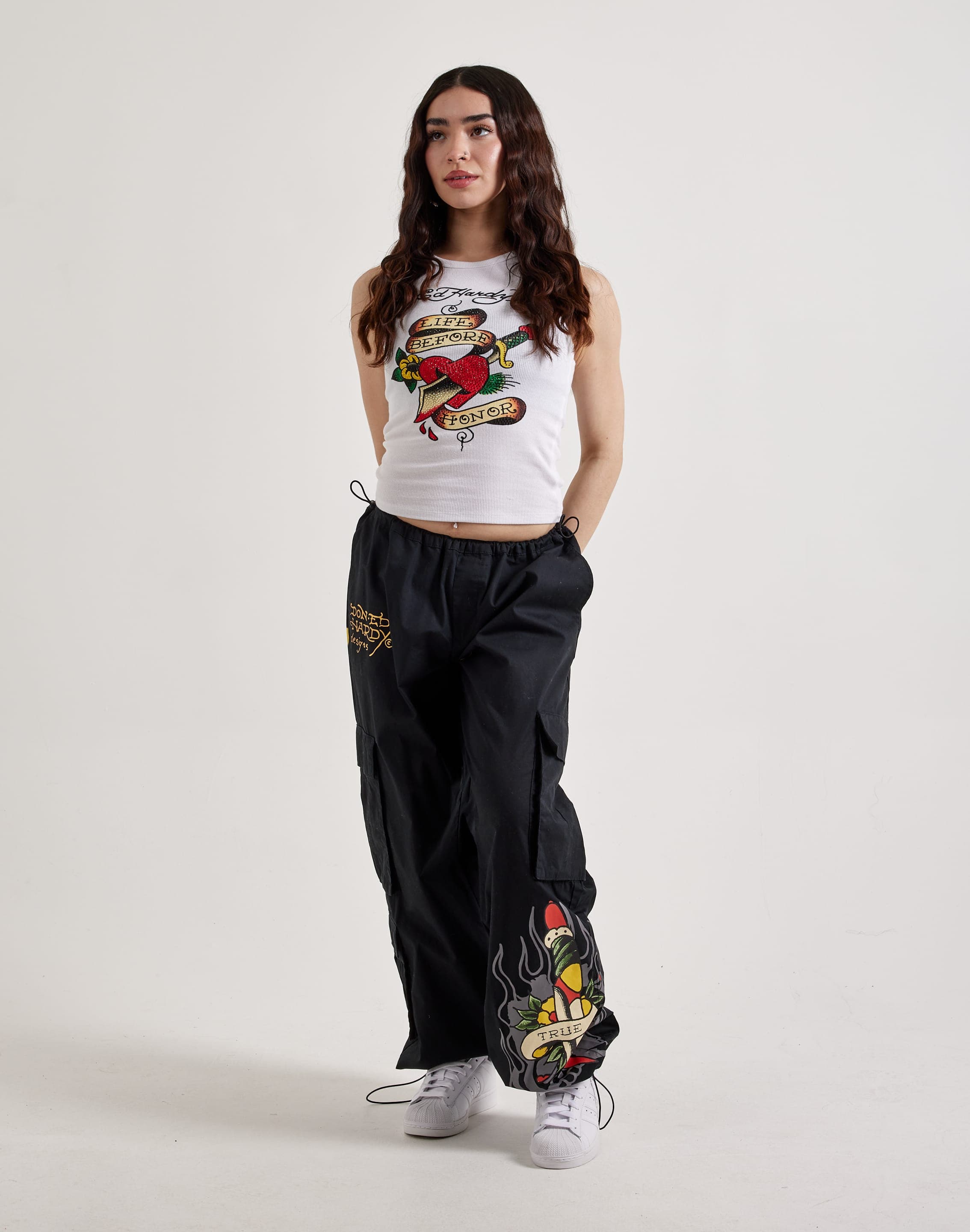 Ed Hardy Heart Sword Rhinestone Rib Tank Top