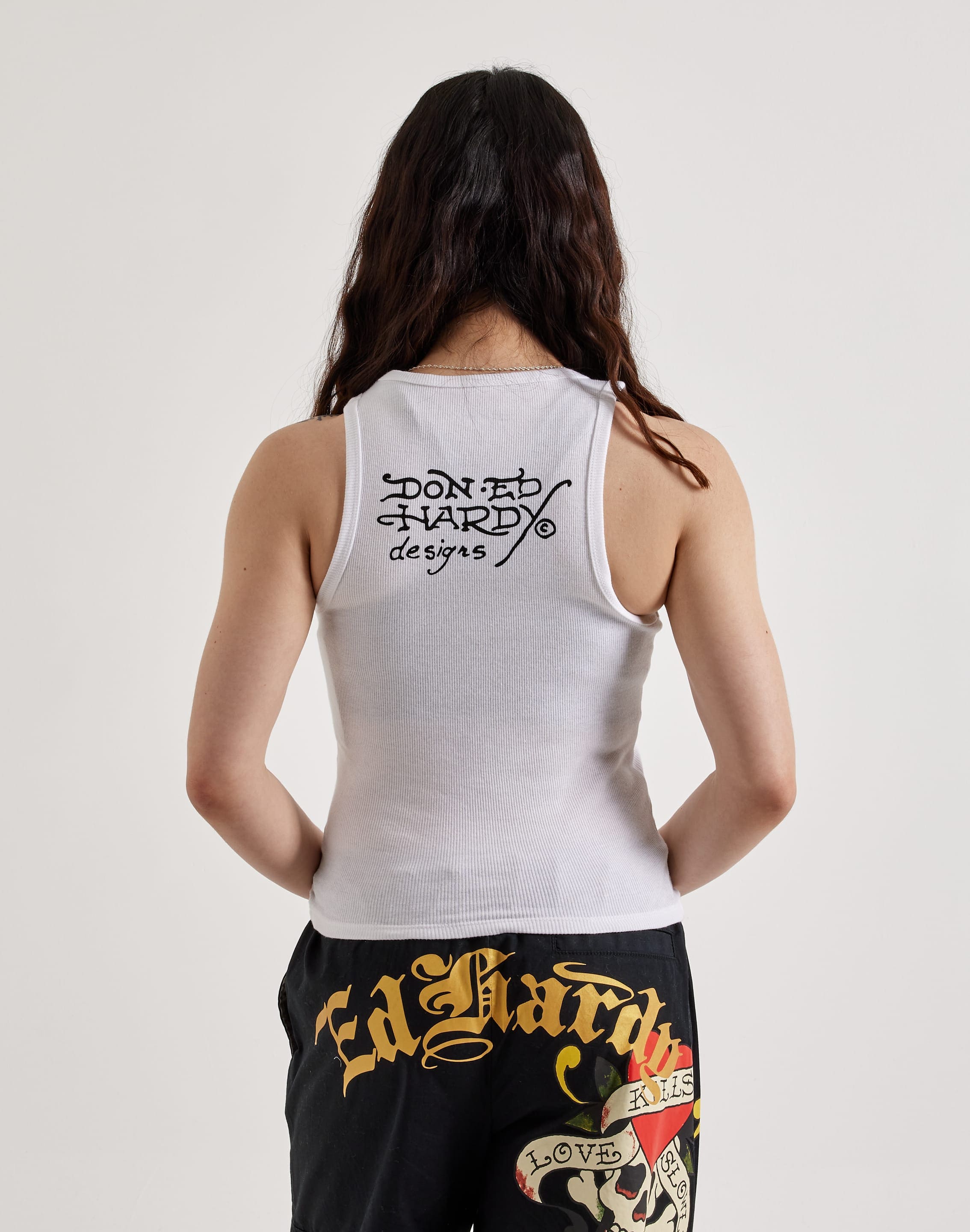 Ed Hardy Heart Sword Rhinestone Rib Tank Top