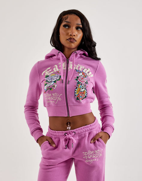 Ed Hardy ピンク パーカー M Ed Hardy ピンク パーカー M Ed Hardy Tiger Crown Pink Crop
