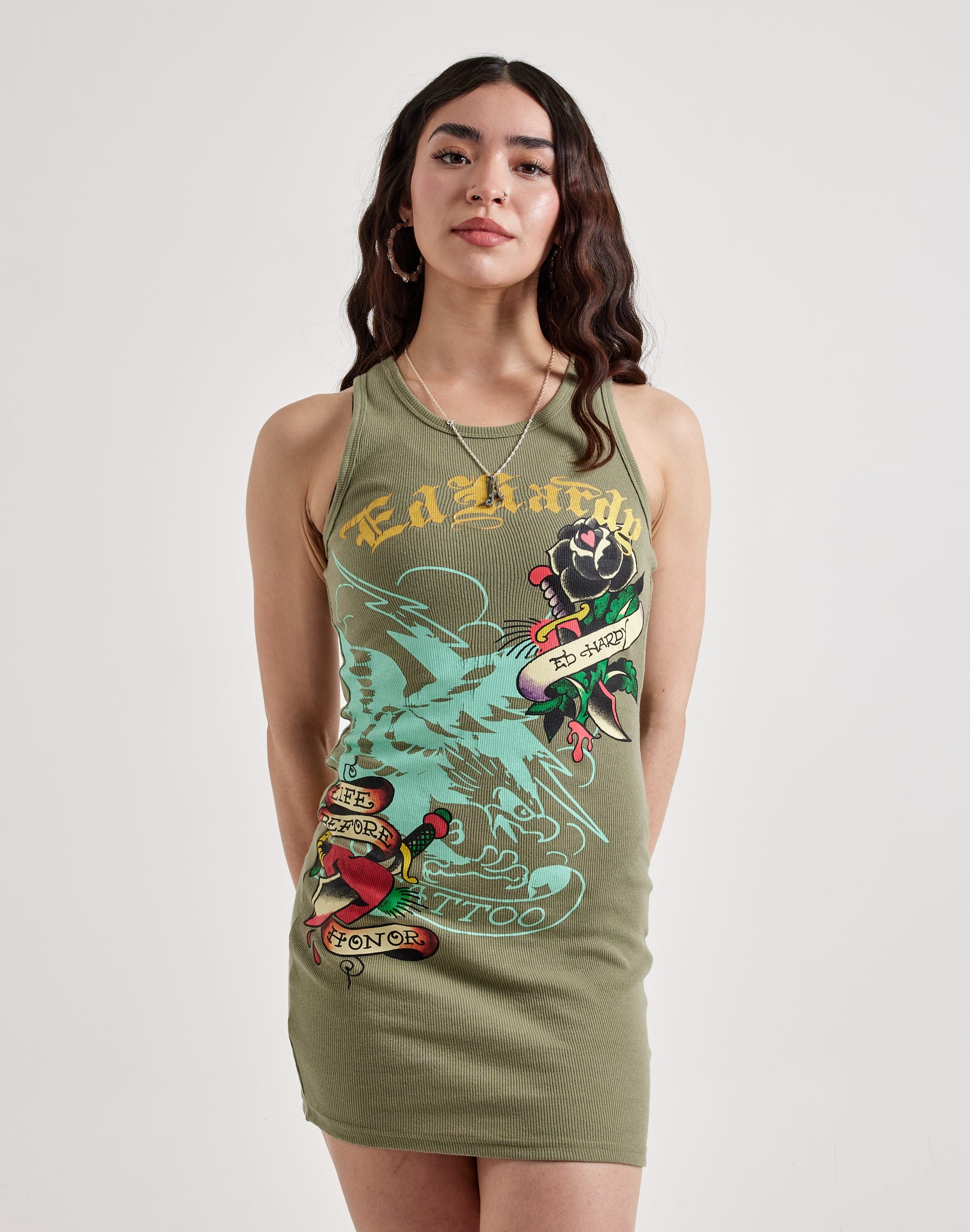 Ed Hardy Black Rose Tank Dress DTLR Ed Hardy Black Rose Tank Dress DTLR