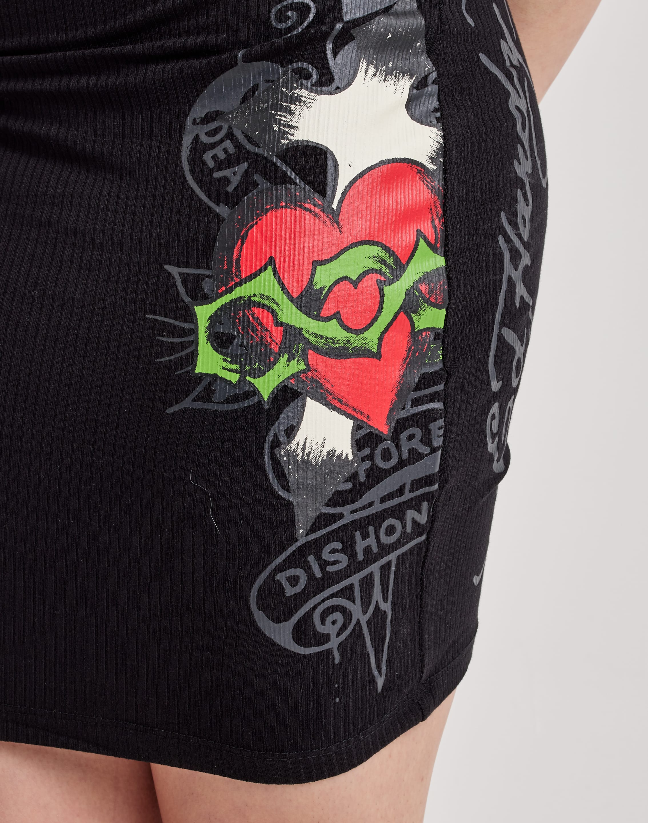 Ed Hardy Women's Heart Wings Cut Out Rib Dress in Black | size Large | EHW3201-1 Ed Hardy Women's Heart Wings Cut Out Rib Dress in Black | size Large | EHW3201-1