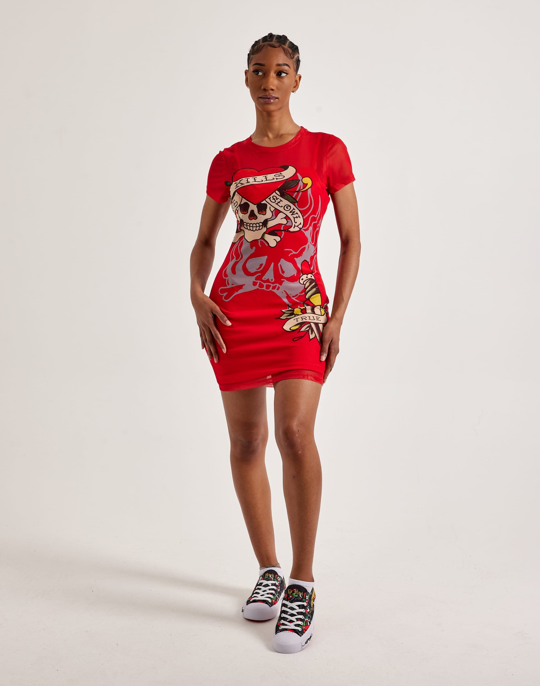 Ed Hardy Skull Dagger Mesh Tee Dress