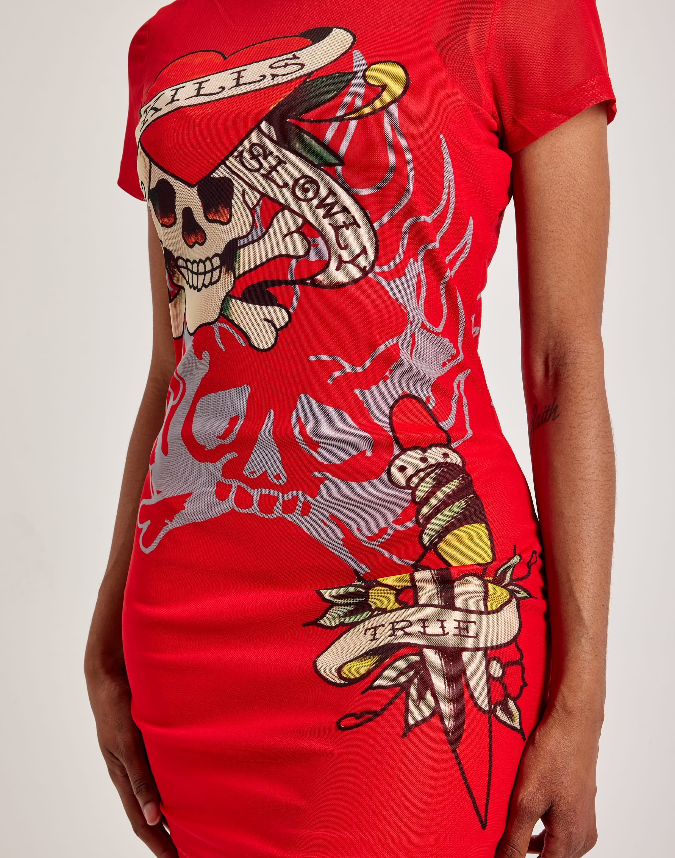 Ed Hardy Skull Dagger Mesh Tee Dress