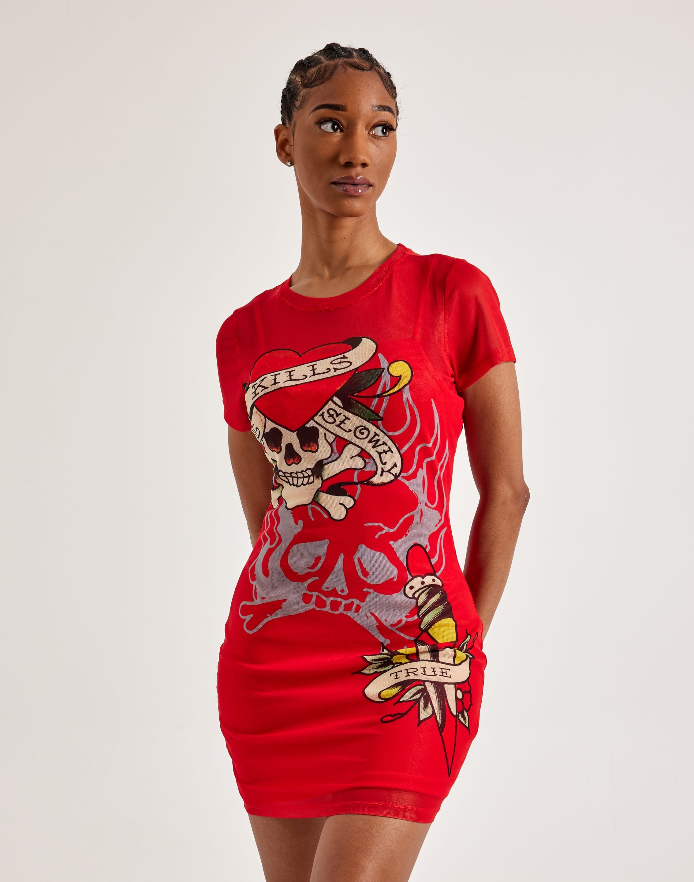 Ed Hardy Skull Dagger Mesh Tee Dress DTLR Ed Hardy Skull Dagger Mesh Tee Dress DTLR