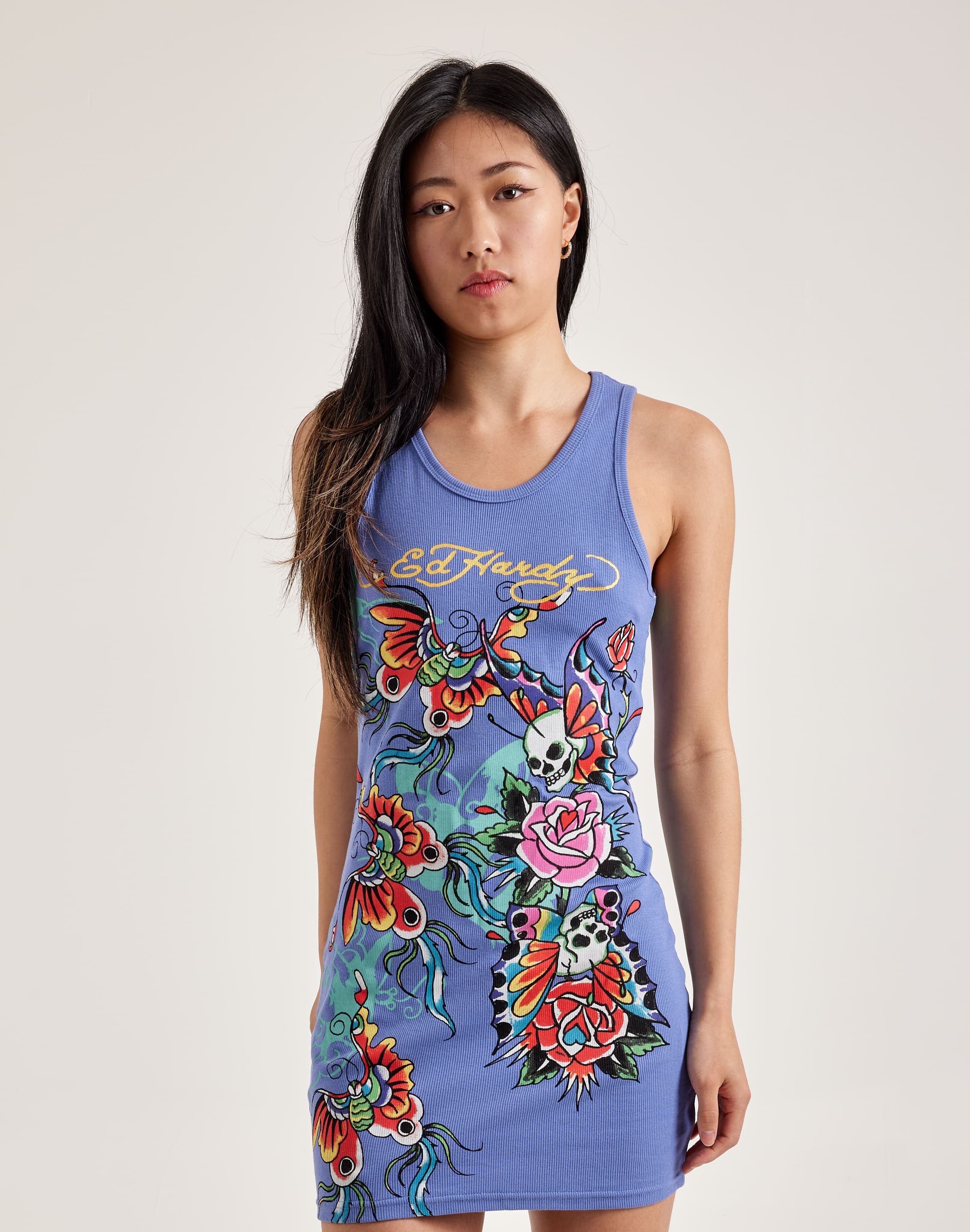 Ed Hardy Butterflies Ribbed Tank Dress Ed Hardy Butterflies Ribbed Tank Dress
