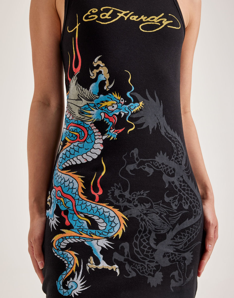 Ed Hardy Dragon Ribbed Tank Dress – DTLR