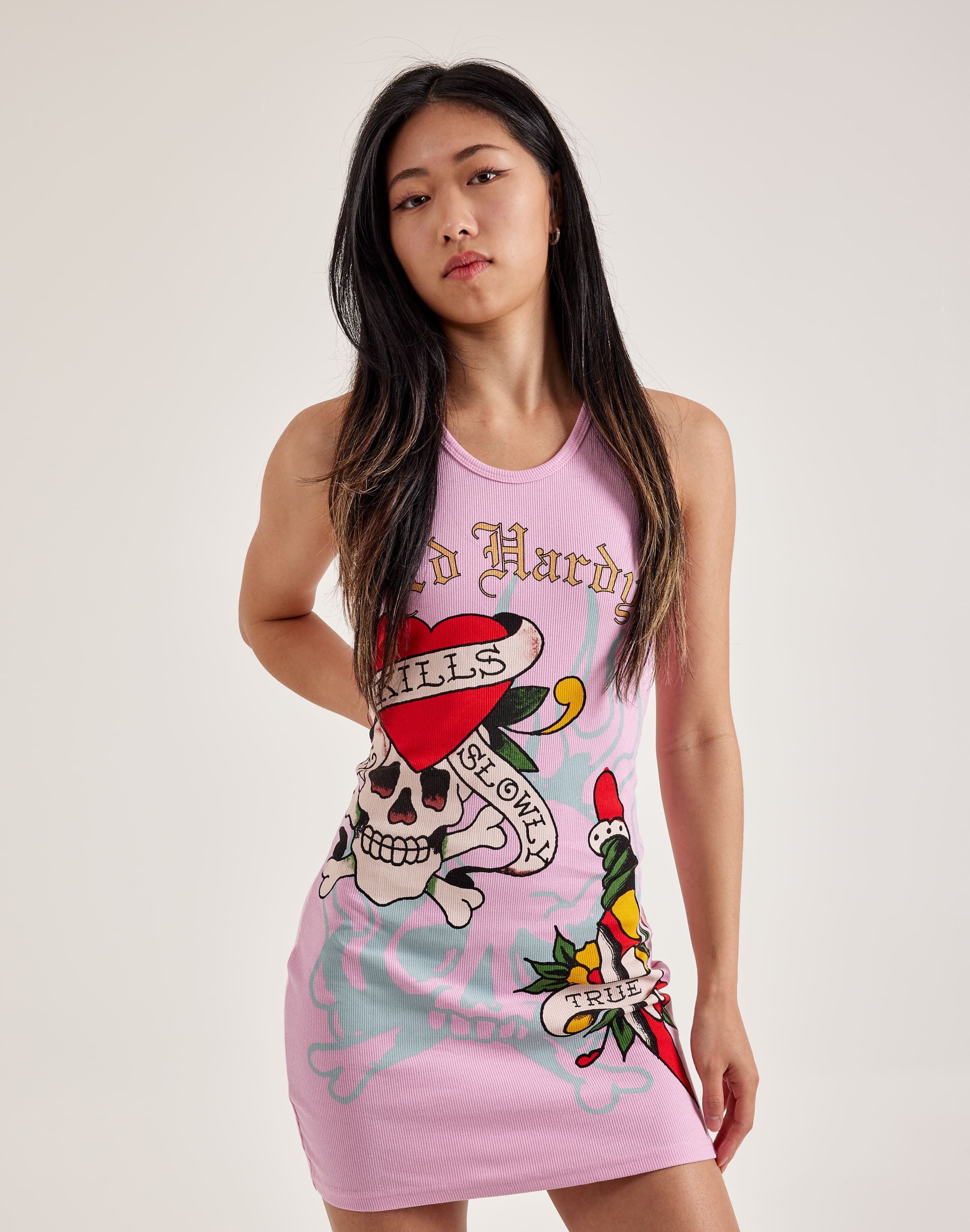 Ed Hardy Retro Flash Ribbed Tank Dress Ed Hardy Retro Flash Ribbed Tank Dress